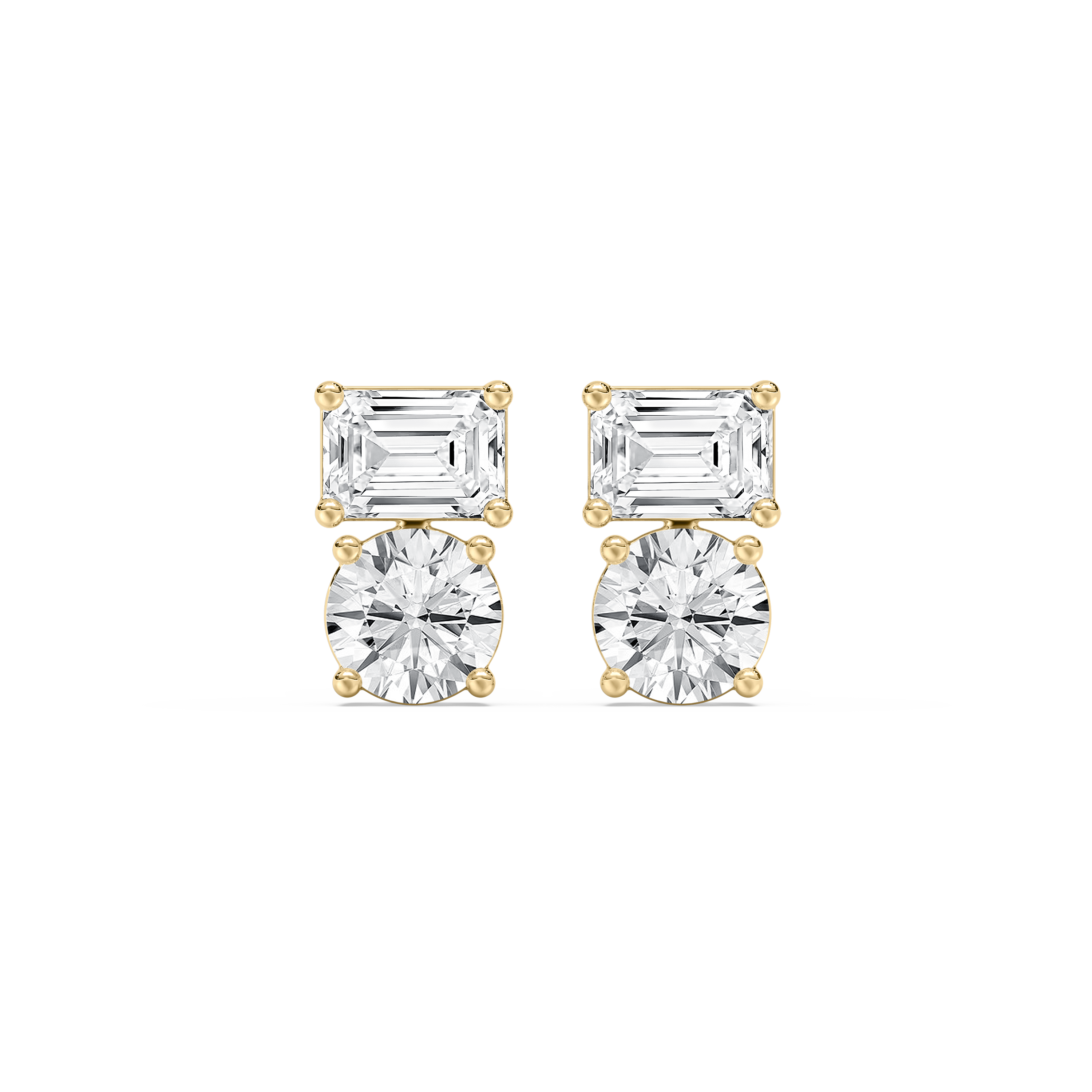 2 Carat Emerald And Round Diamond Arcadian Stud Earring