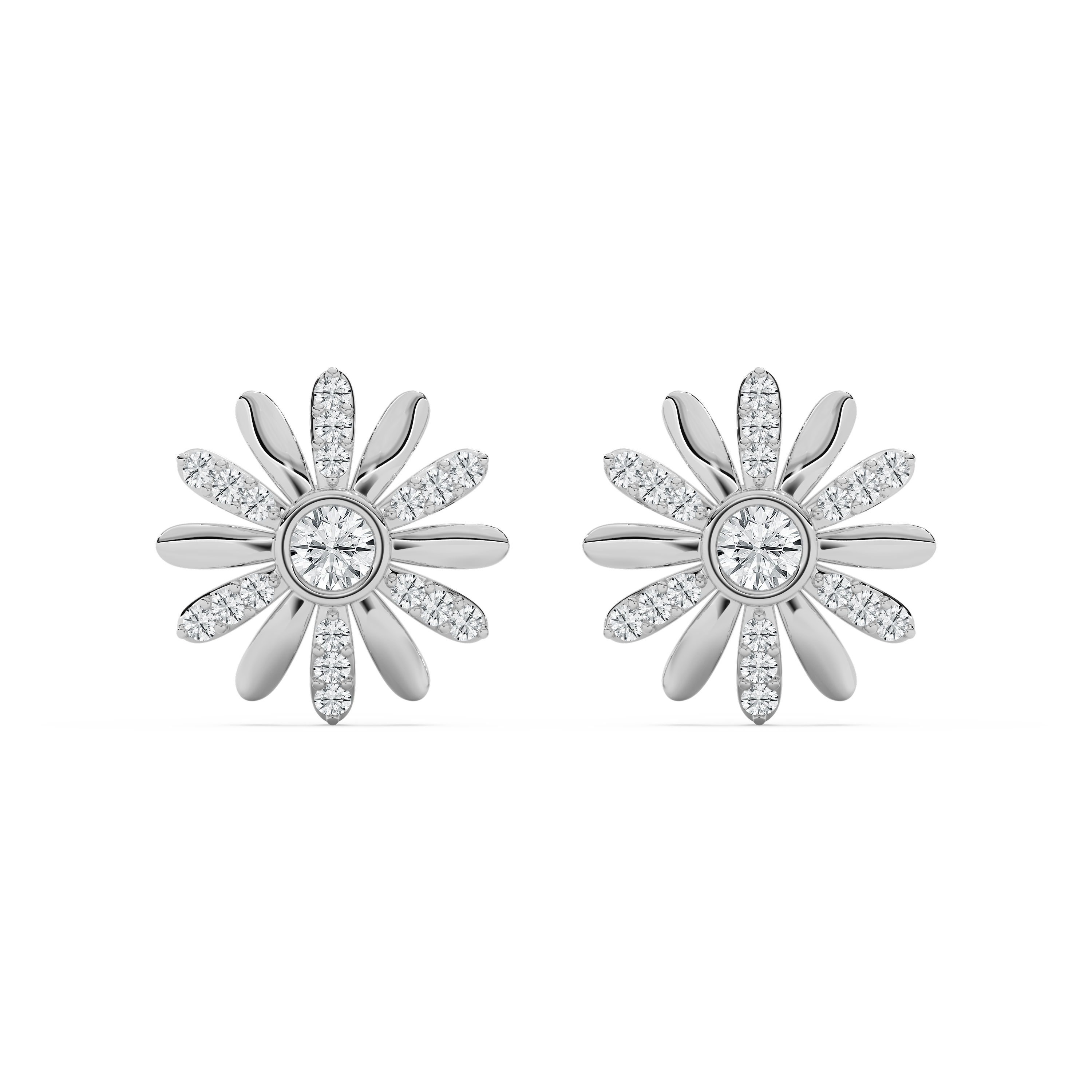Round Diamond Glistening Rays Stud Earring