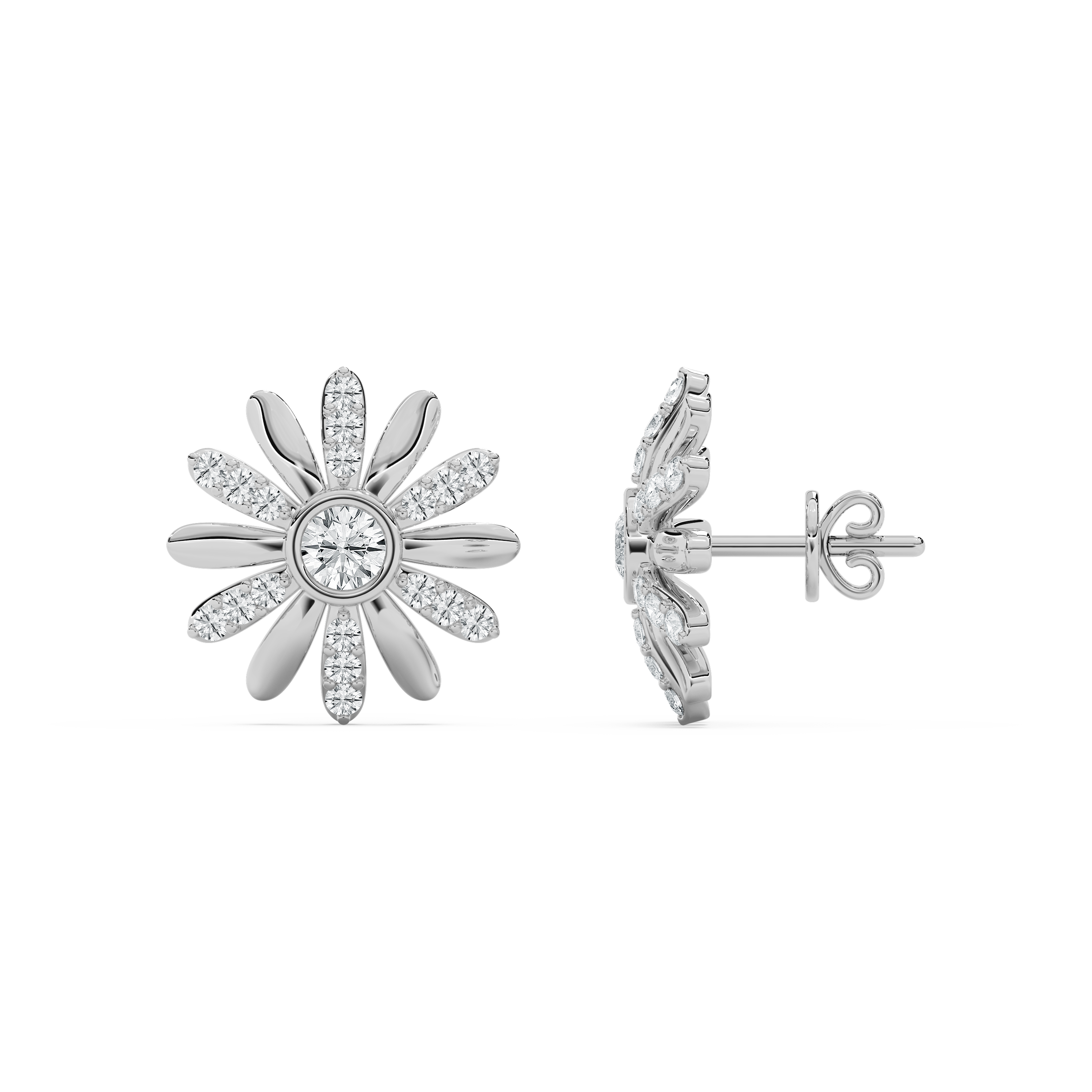 Round Diamond Glistening Rays Stud Earring