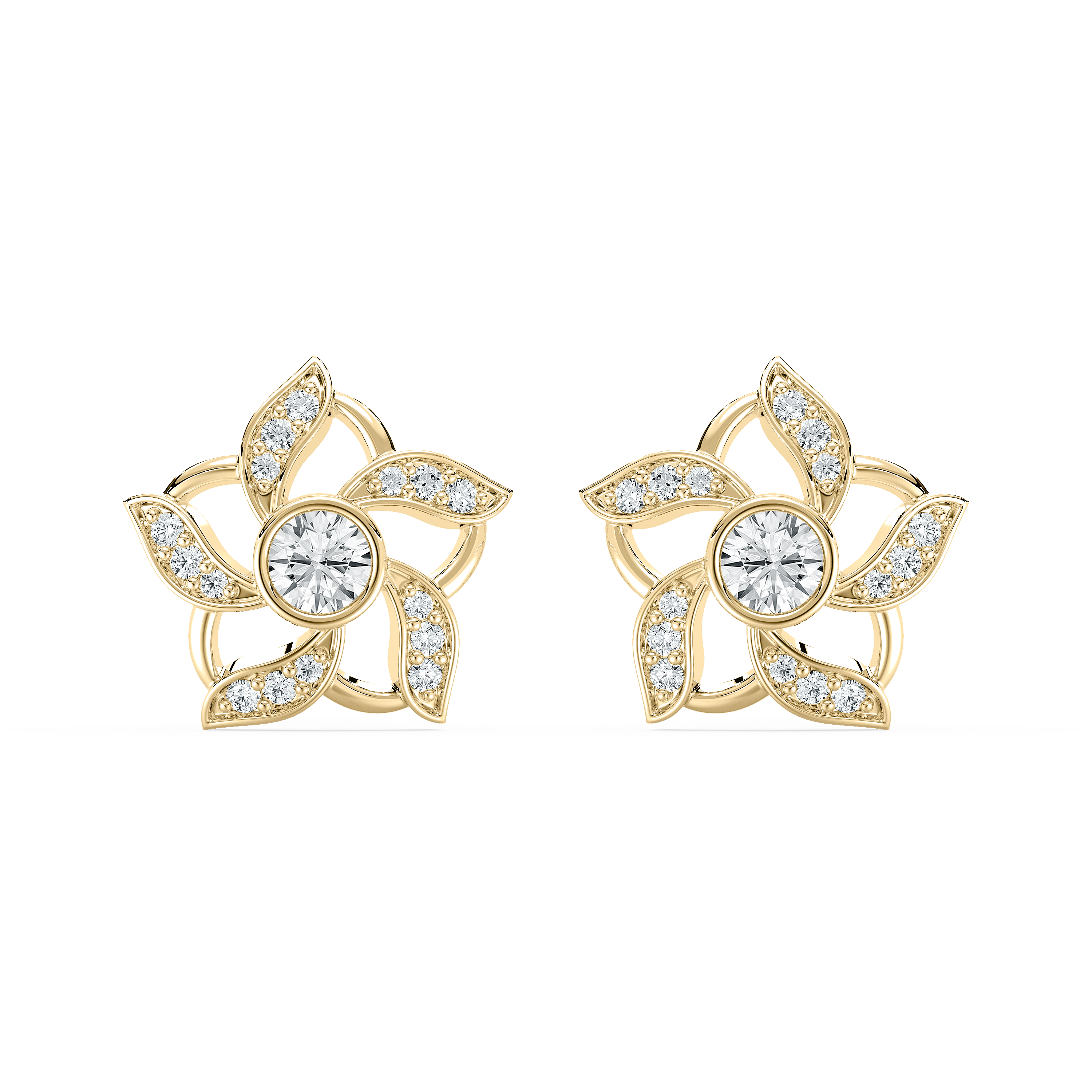 Round Diamond Floral Secrets Fashion Earring