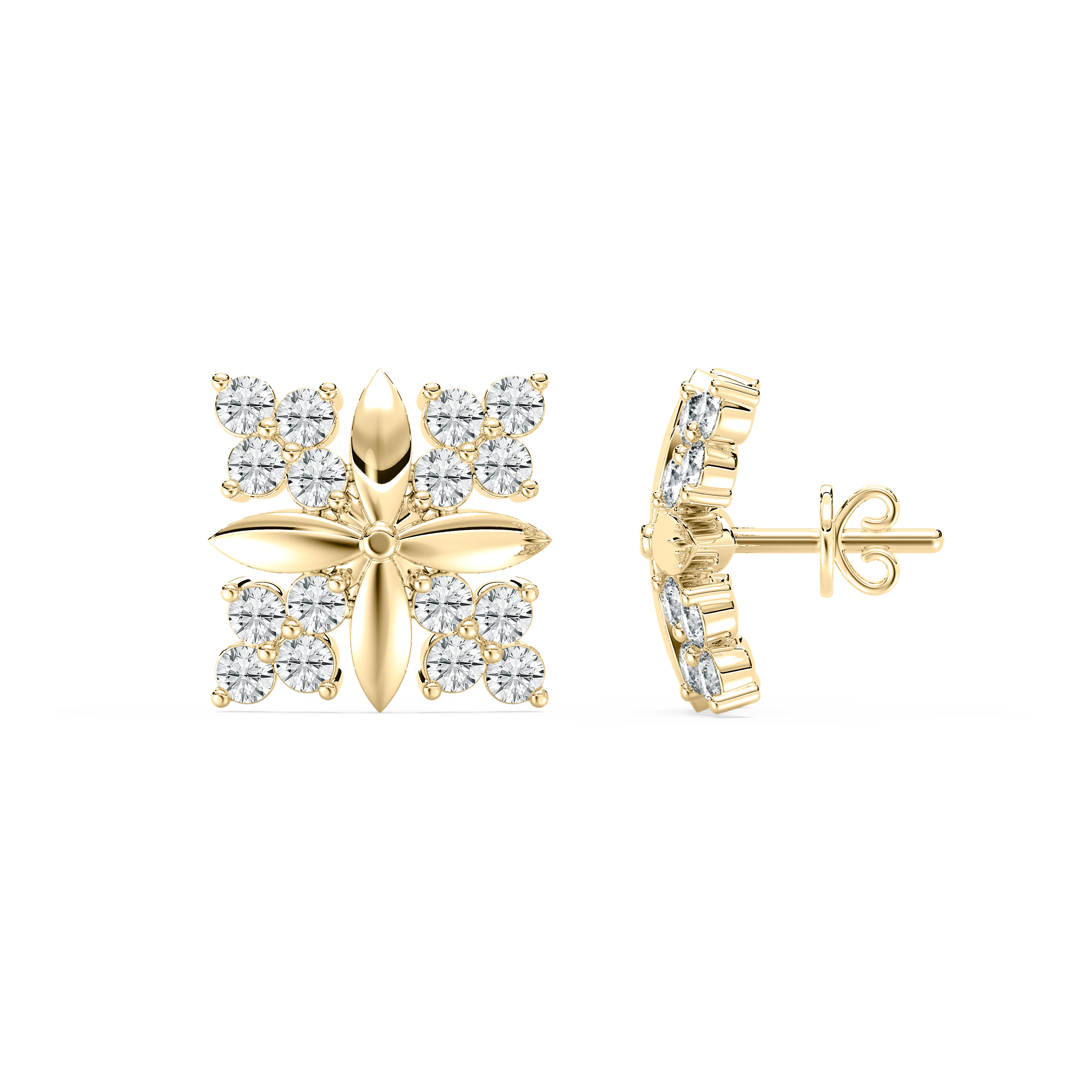 1 Carat Round Diamond Curvaceous Stud Earring