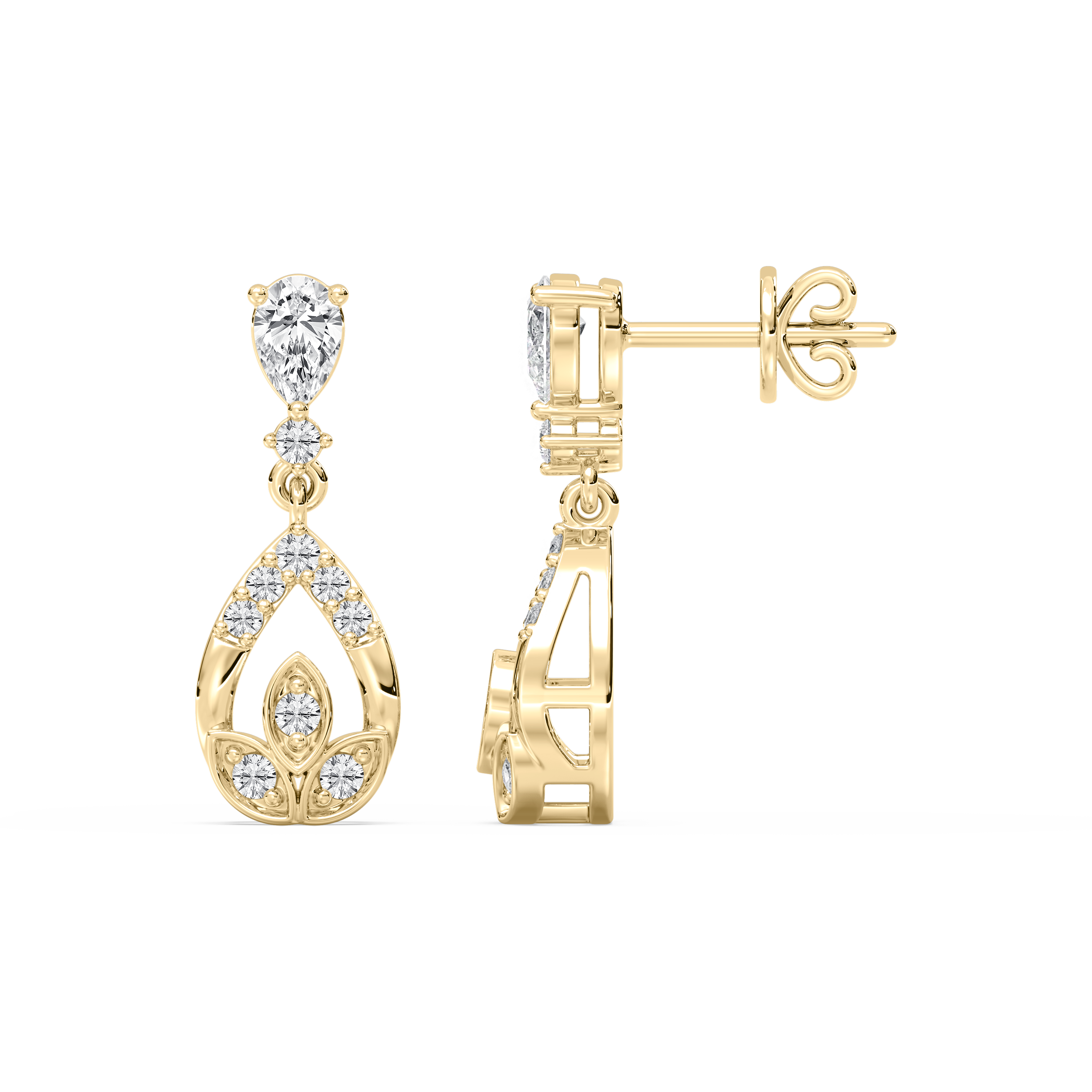 Round And Pear Diamond Catalina Dangler Earring