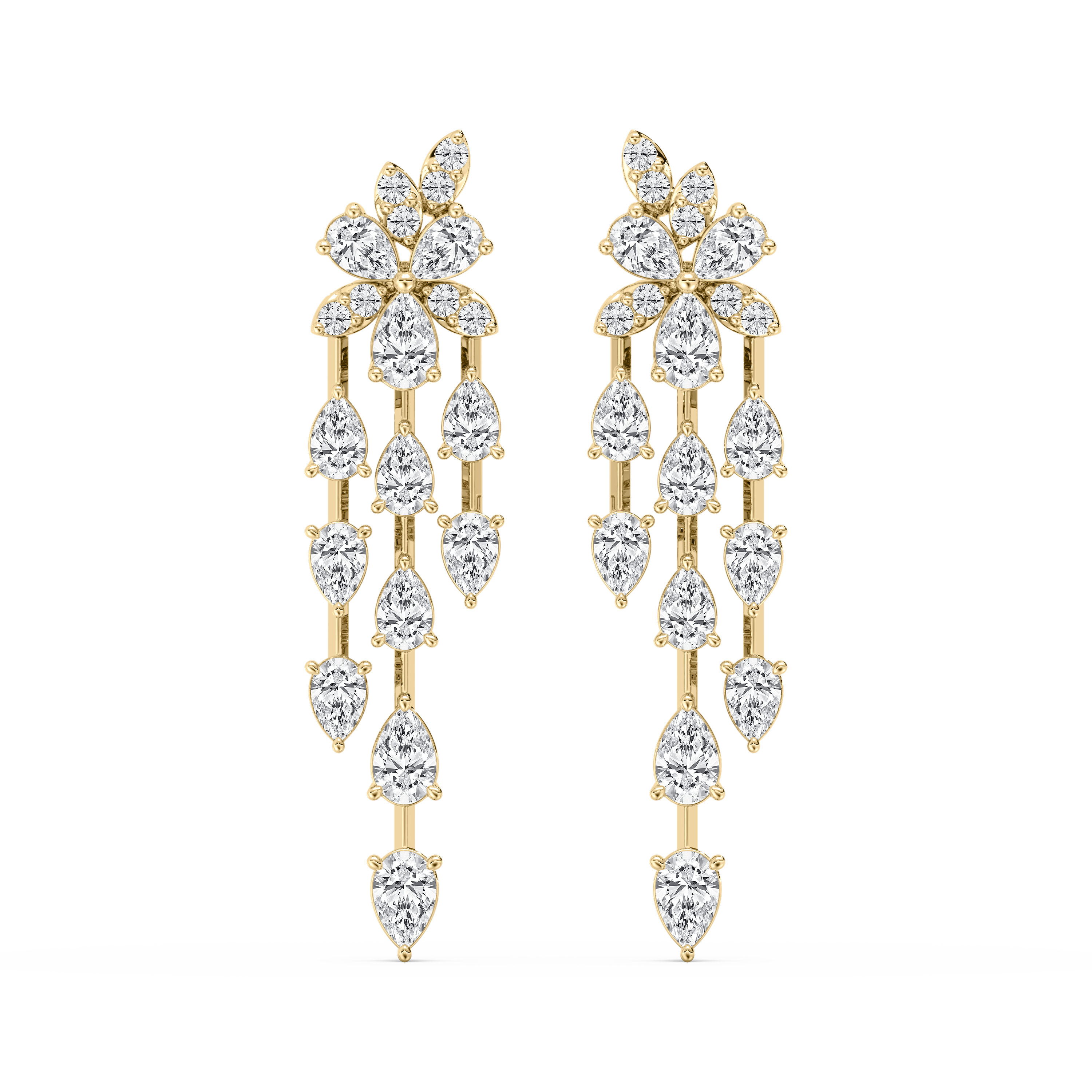 1.50 Carat Round And Pear Dimaond Amathea Dangler Earring