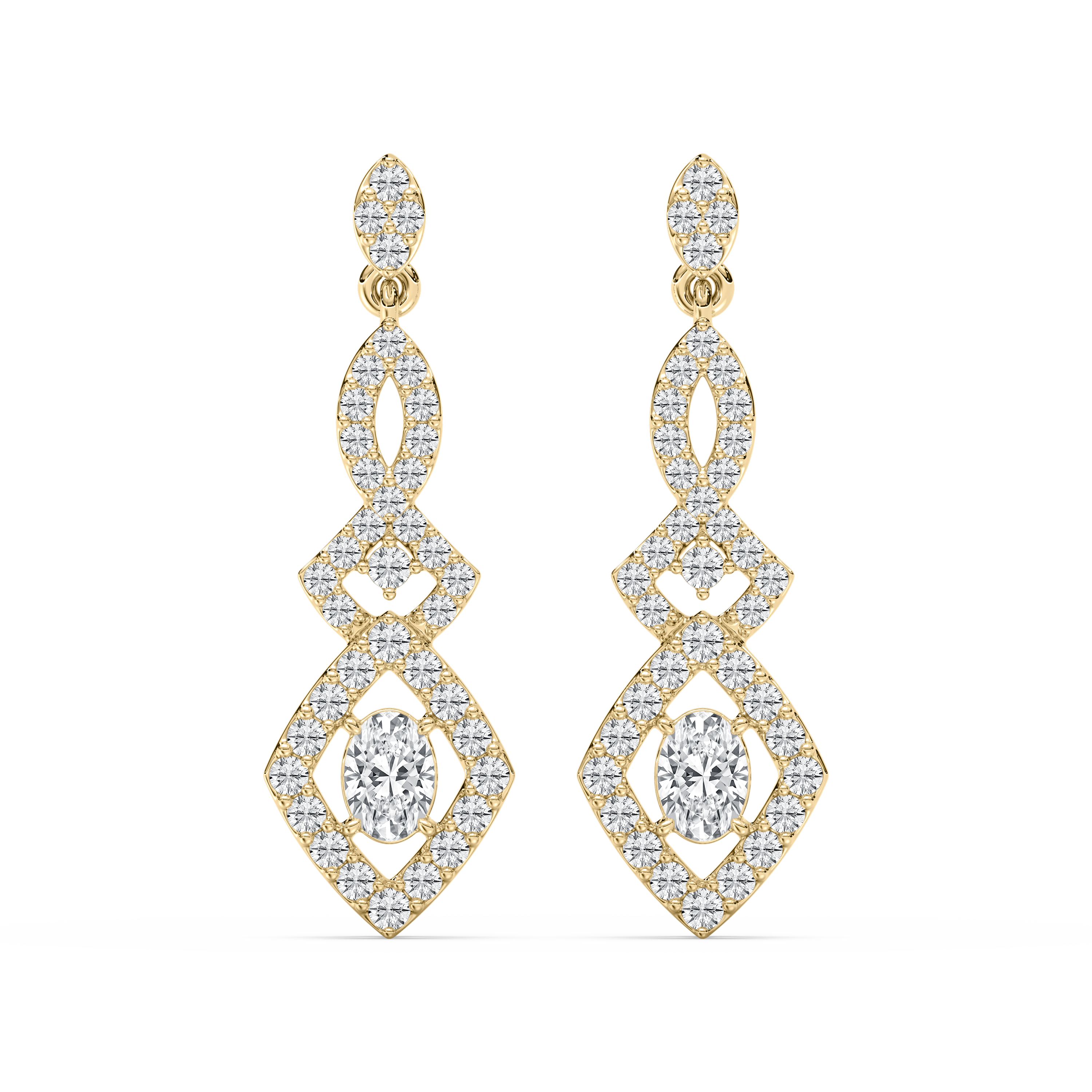 Oval And Round Diamond Eillinor Fashion Earring