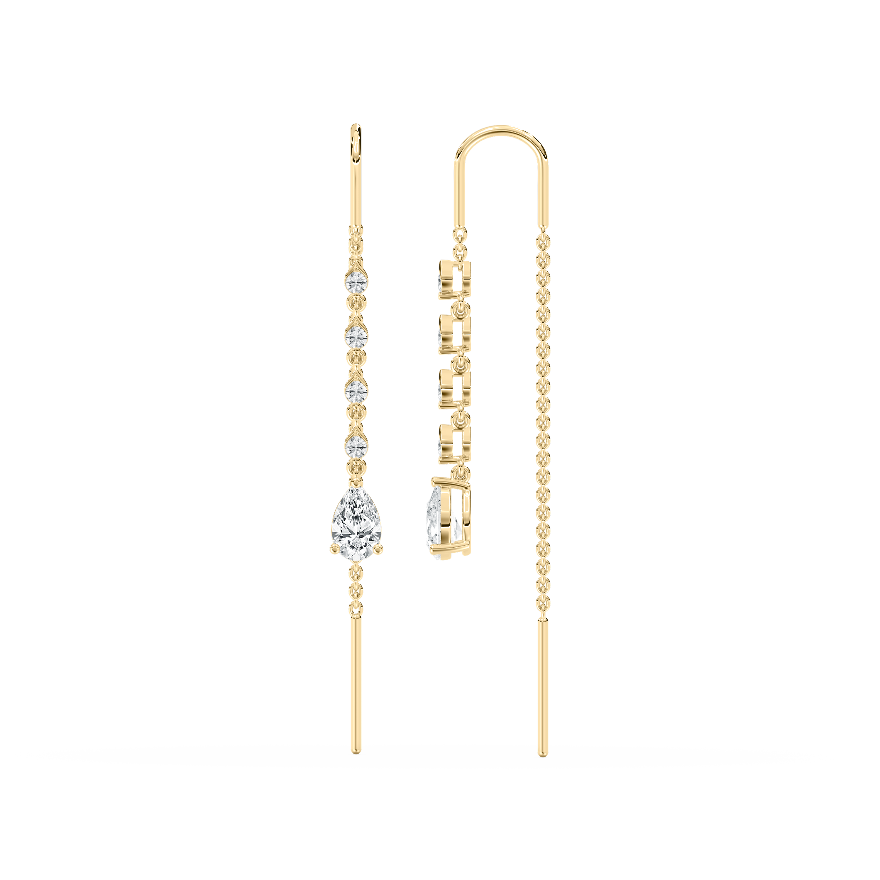 Round And Pear Diamond Judee Pierced Sui Dhaga Earring
