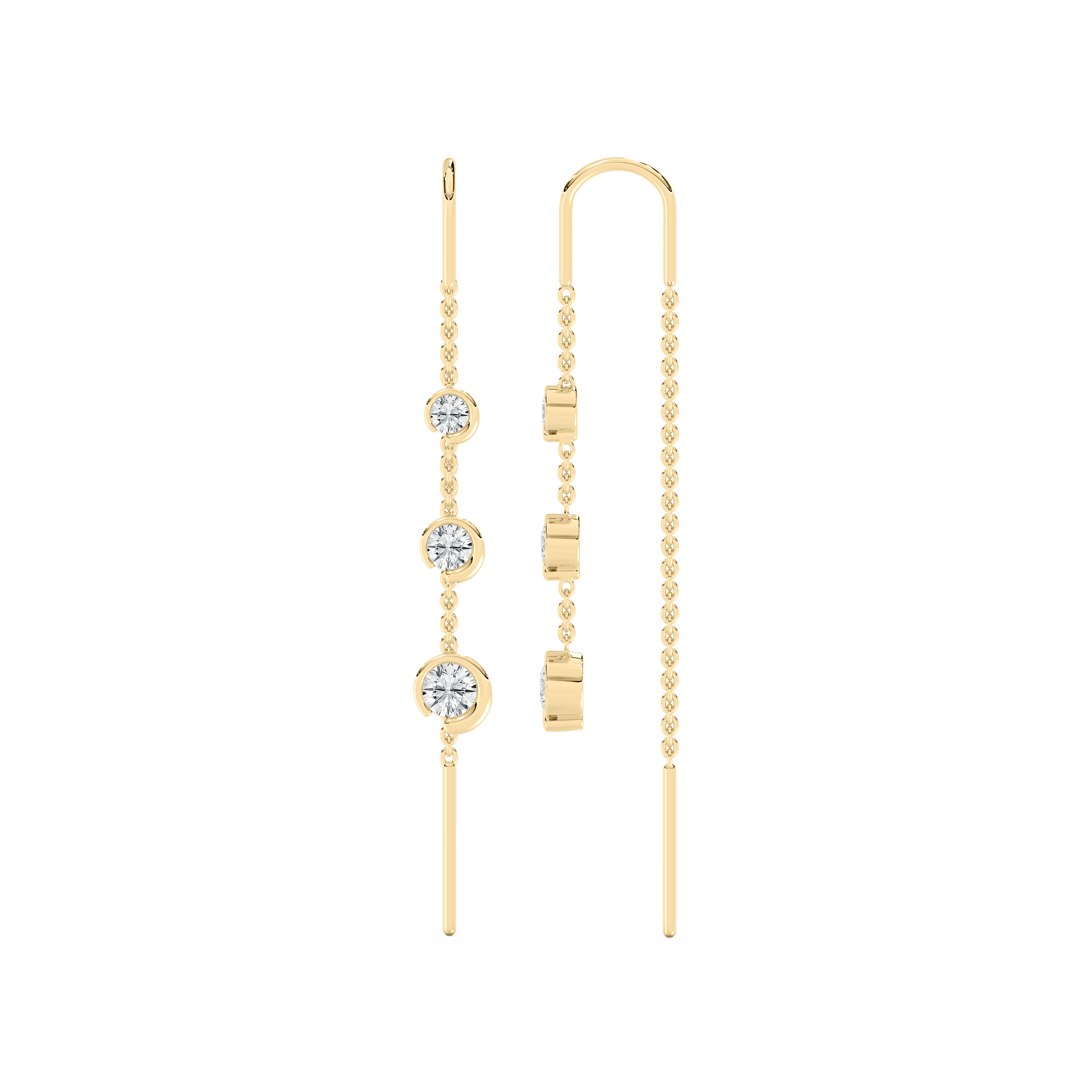 1 Carat Round Diamond The Mustika Sui Dhaga Earring