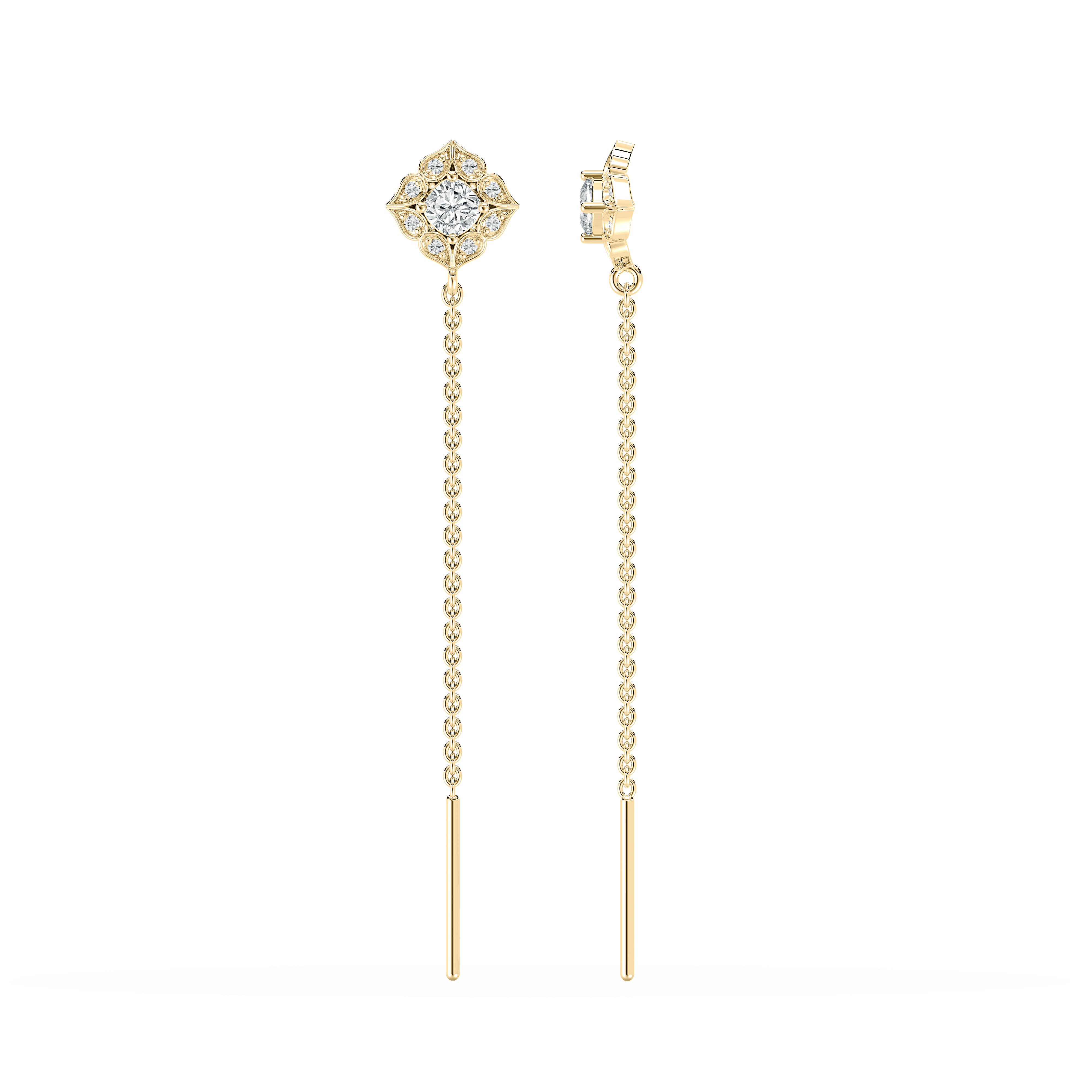 Round And Cushion Diamond Sofia Fashion Sui Dhaga Earring 