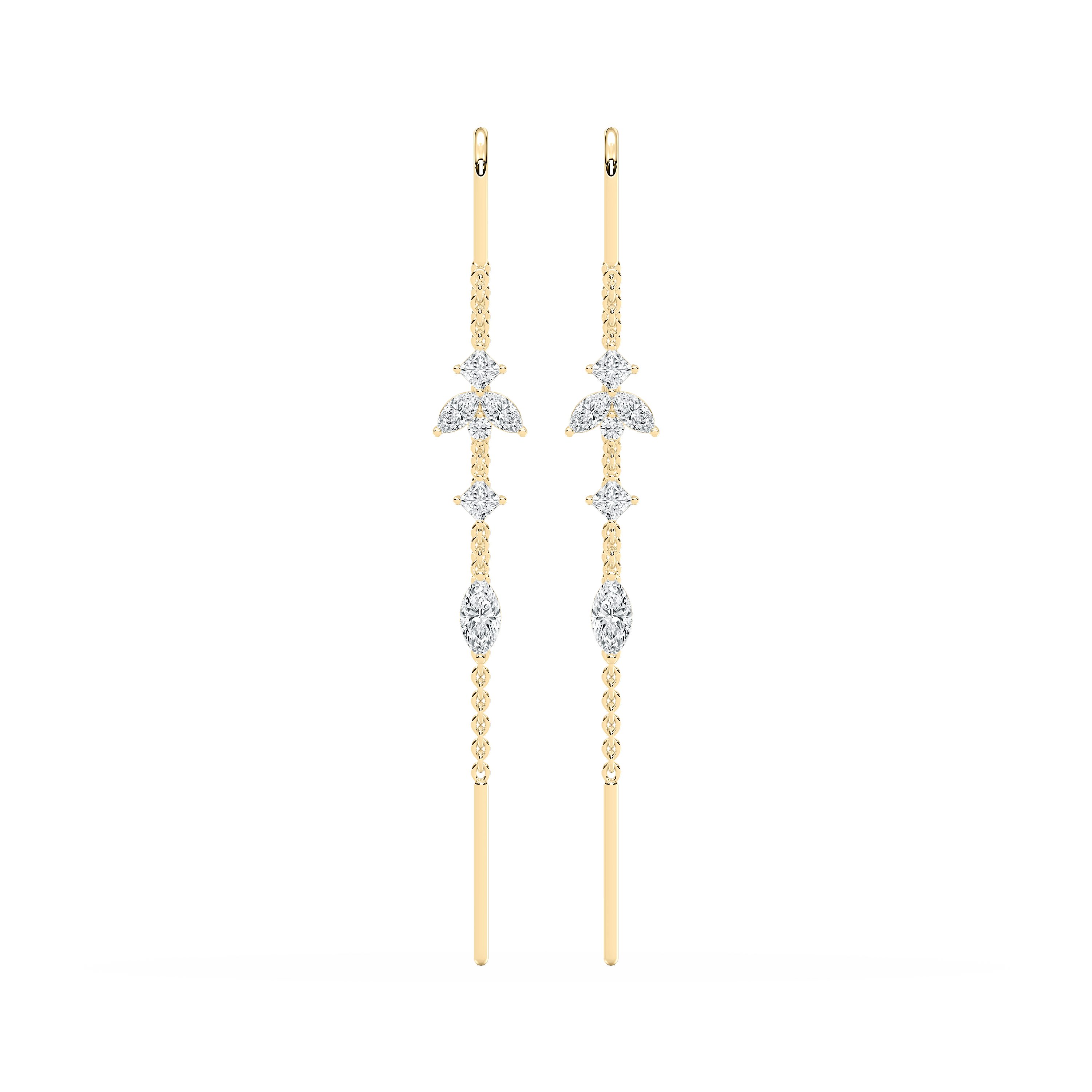 Multi Shape Diamond Alazea Sui Dhaga Earring