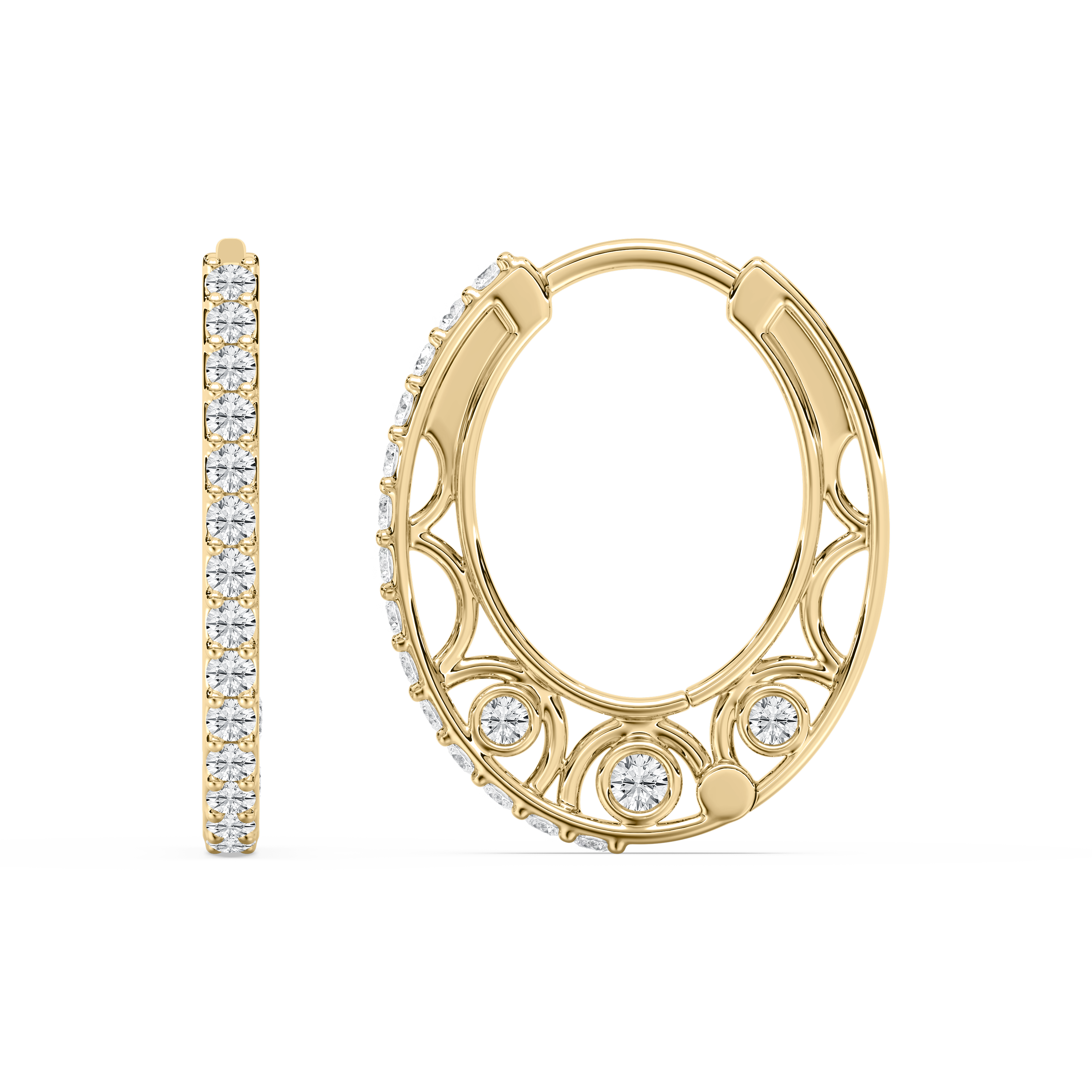 Severine Round Diamond Hoops Earring