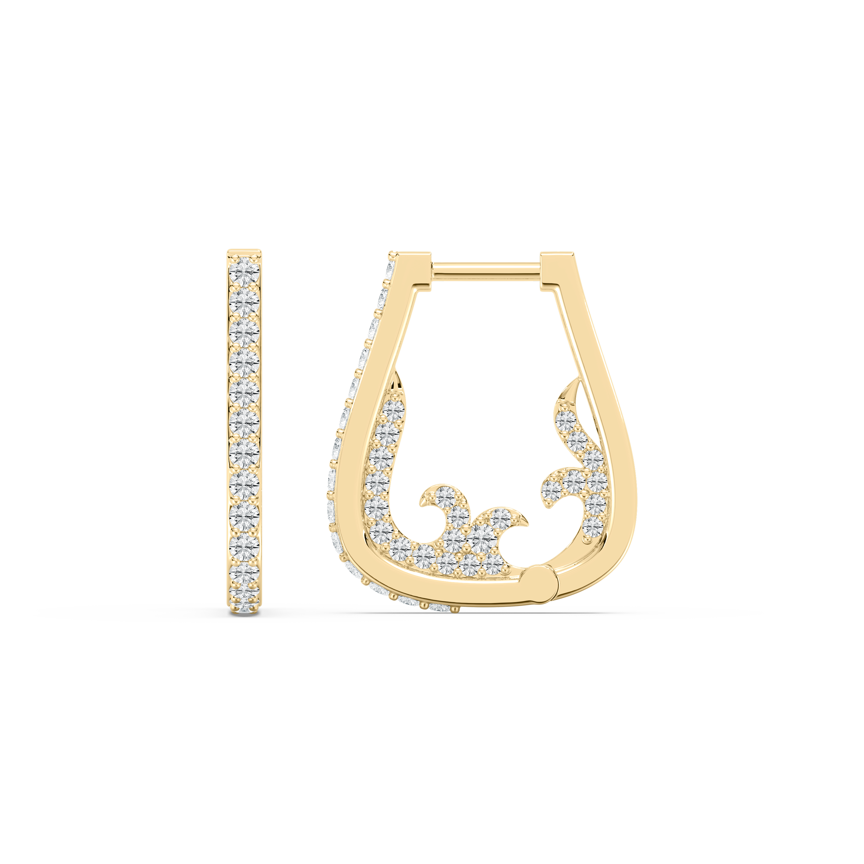 Affinity Side Design Round Diamond Hoops Earring