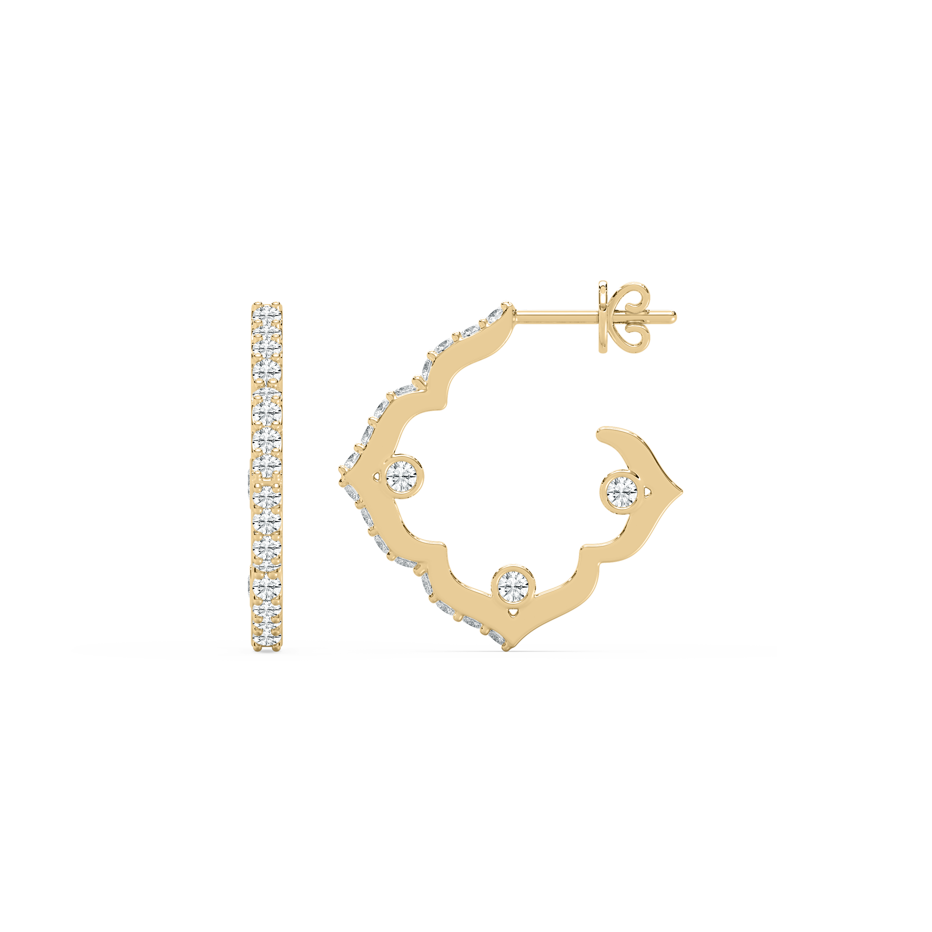 Round Diamond Dewy Hoops Earring 