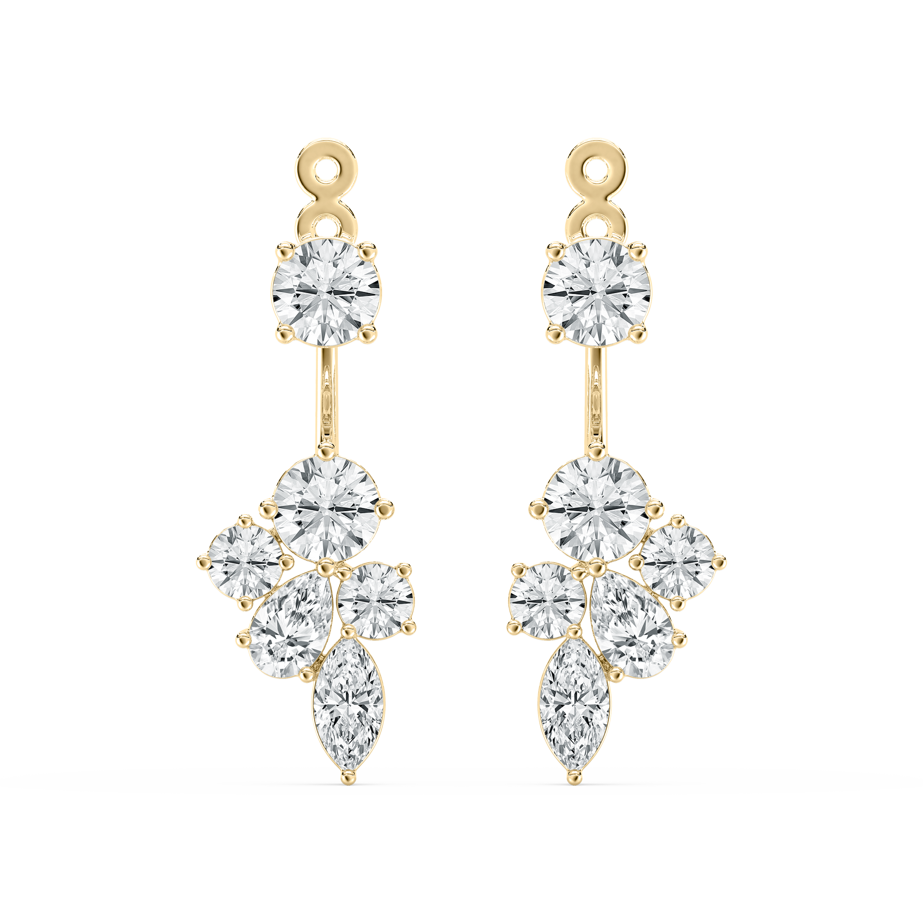 3 Carat Multi Shape Diamond Dahlis Fashion  Earring 
