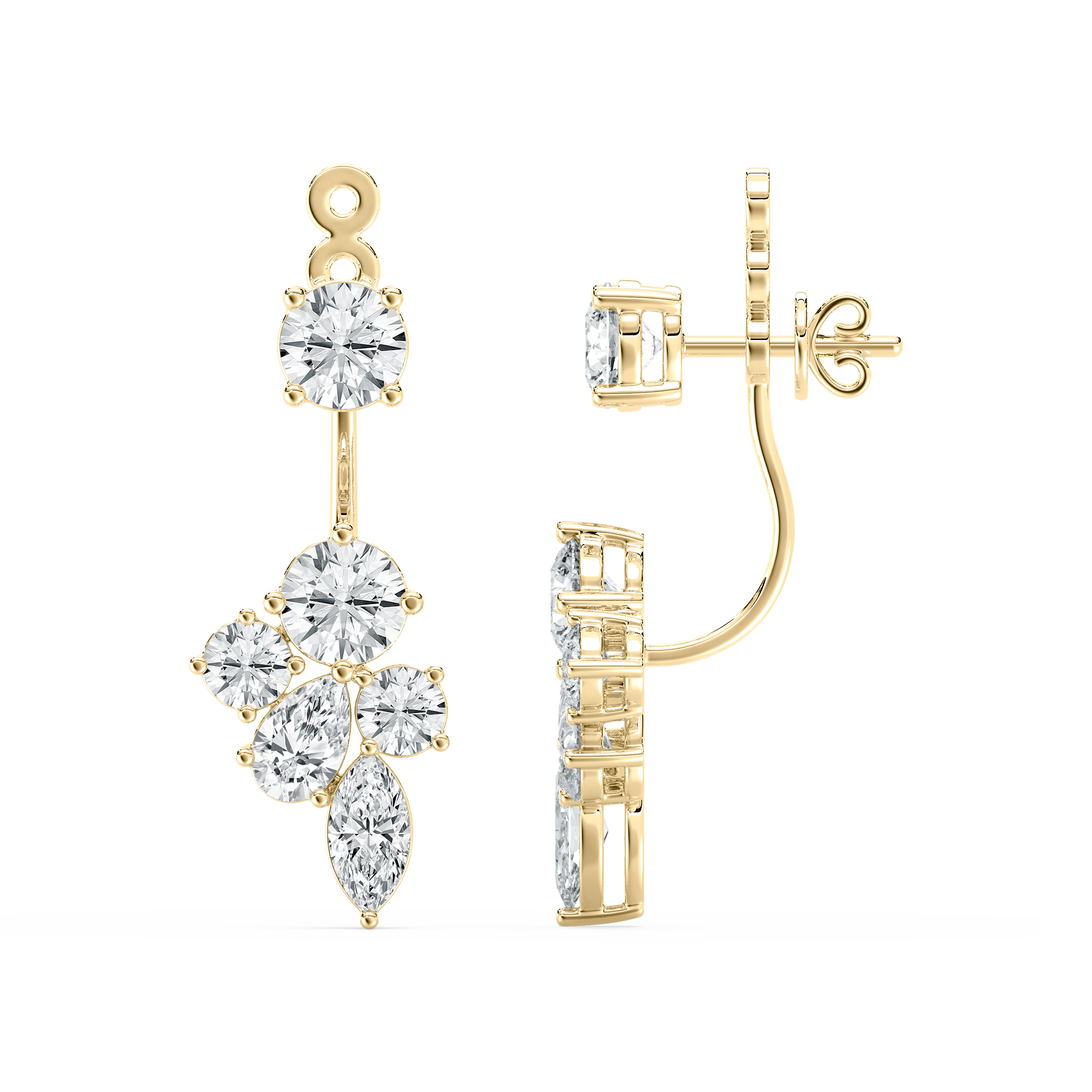 3 Carat Multi Shape Diamond Dahlis Fashion  Earring 