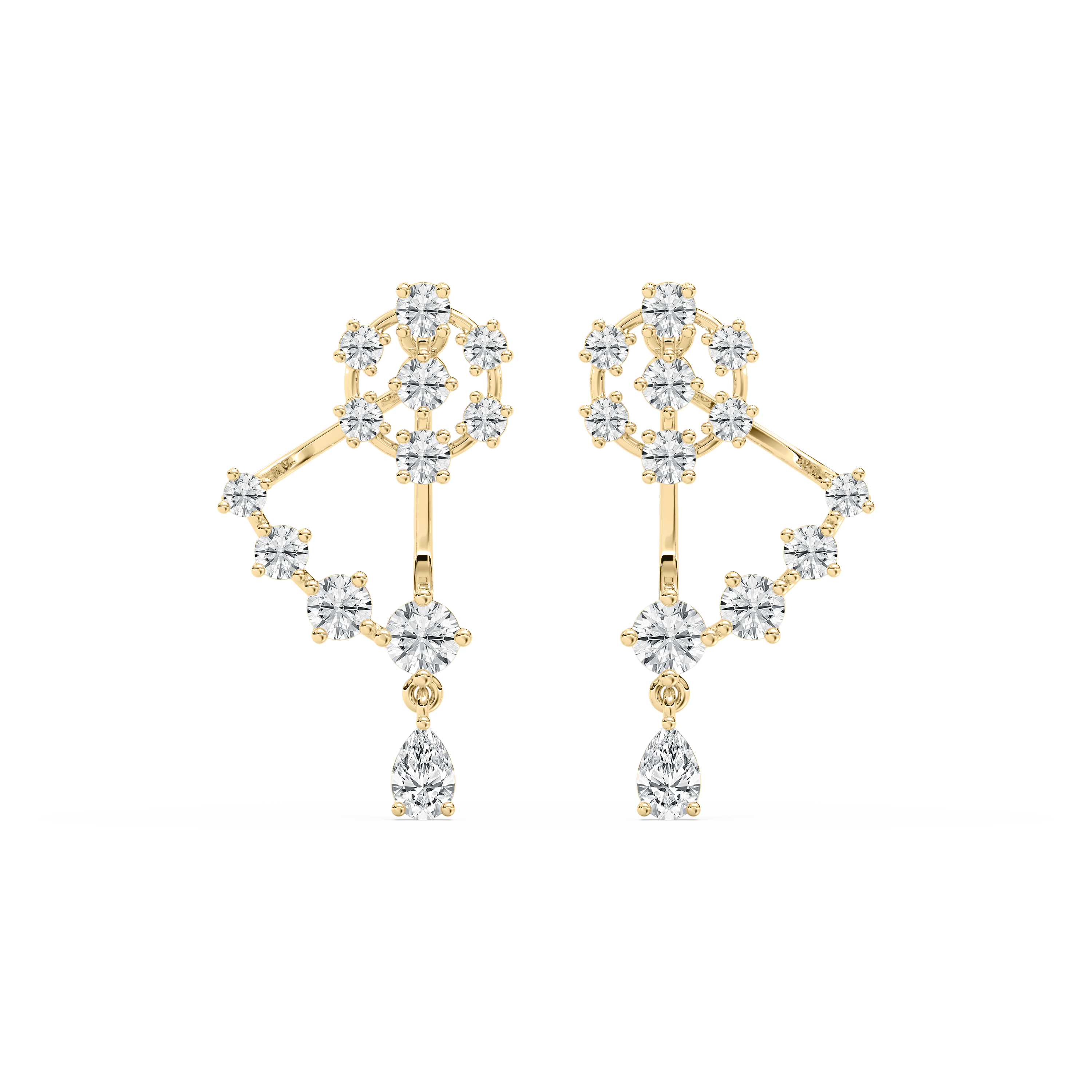 1.70 Carat Round And Pear Diamond Kamen Fashion Earring 
