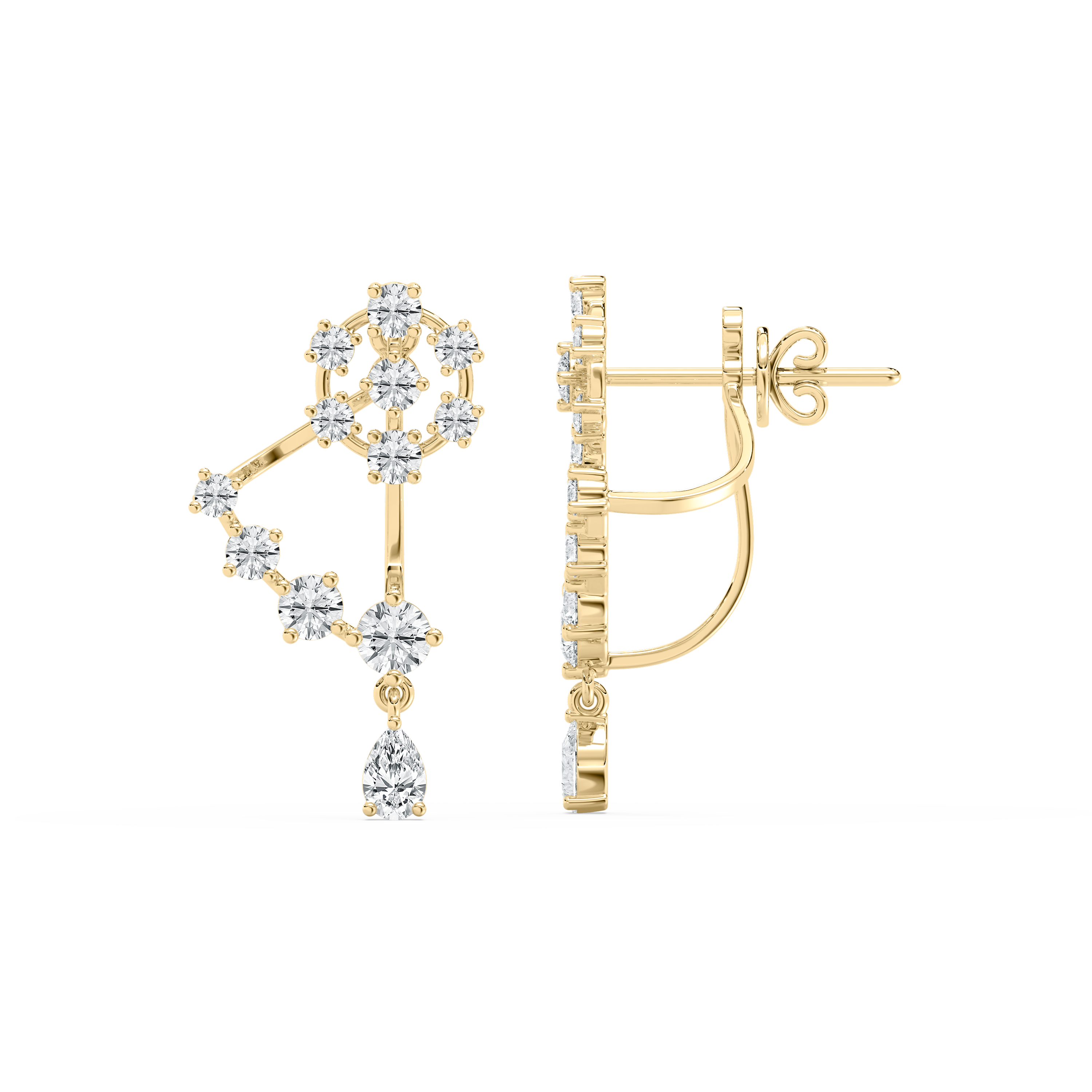 1.70 Carat Round And Pear Diamond Kamen Fashion Earring 