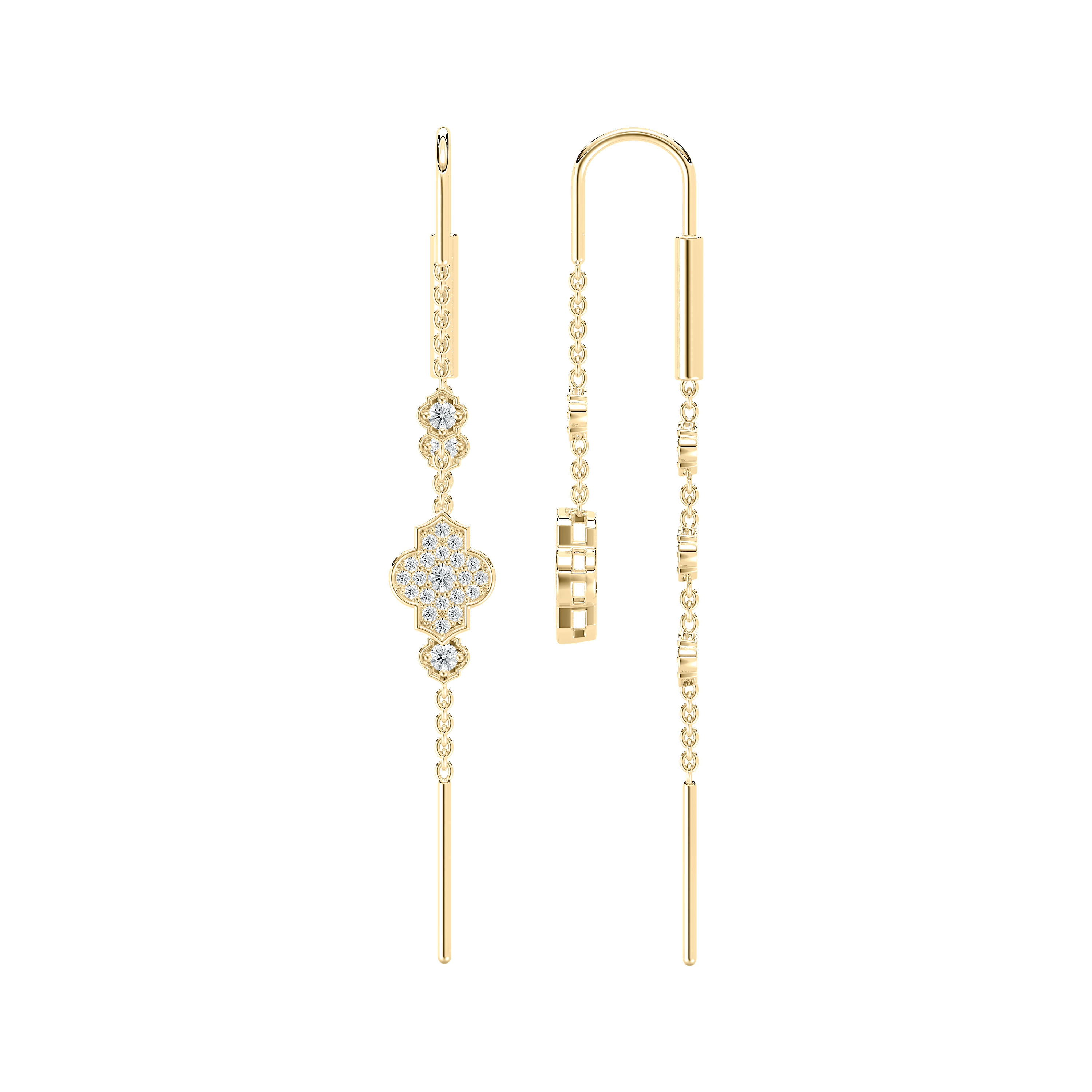 Round Diamond Deneb Fashion Sui Dhaga Earring