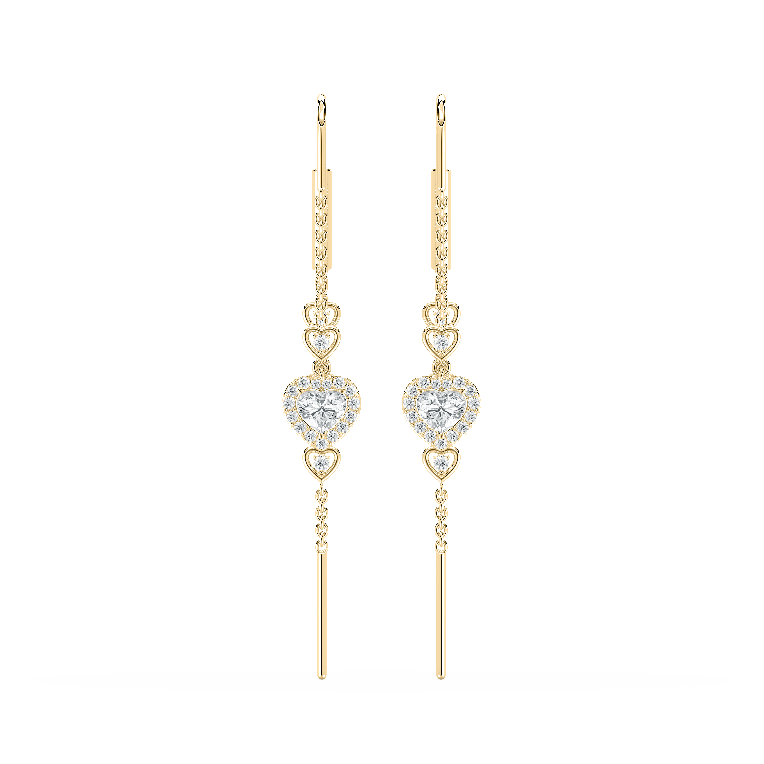 Heart And Round Diamond Heartly Fashion Sui Dhaga Earring 