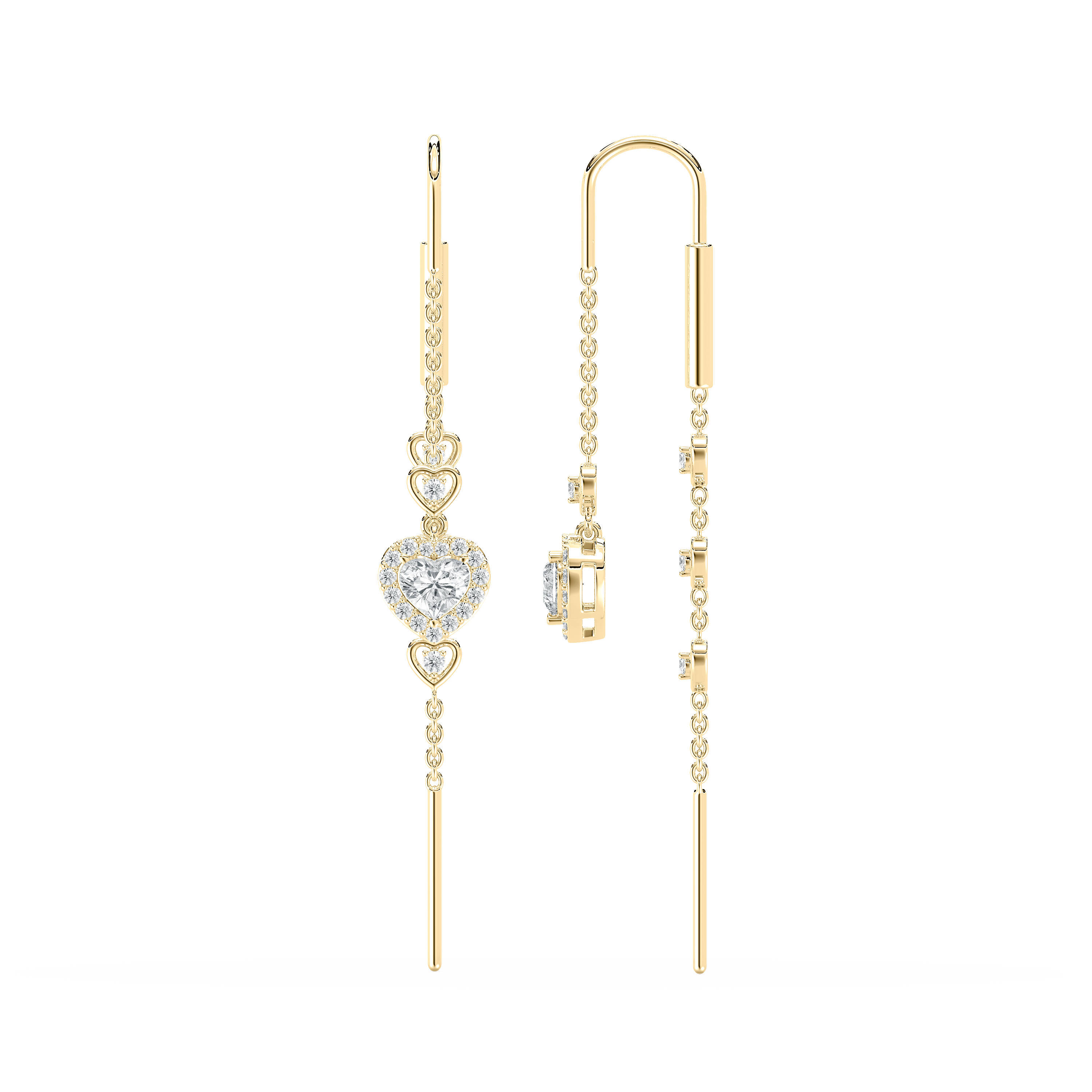 Heart And Round Diamond Heartly Fashion Sui Dhaga Earring 