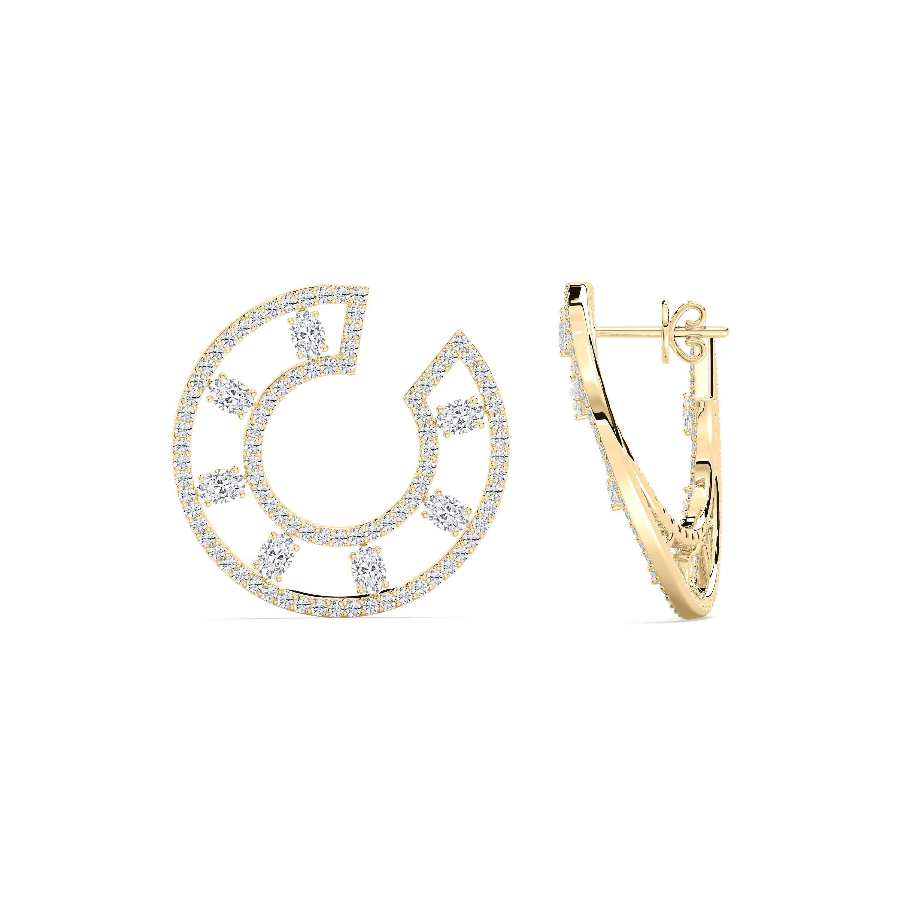 1.55 Carat Oval And Round Diamond Livana Fashion Earring 