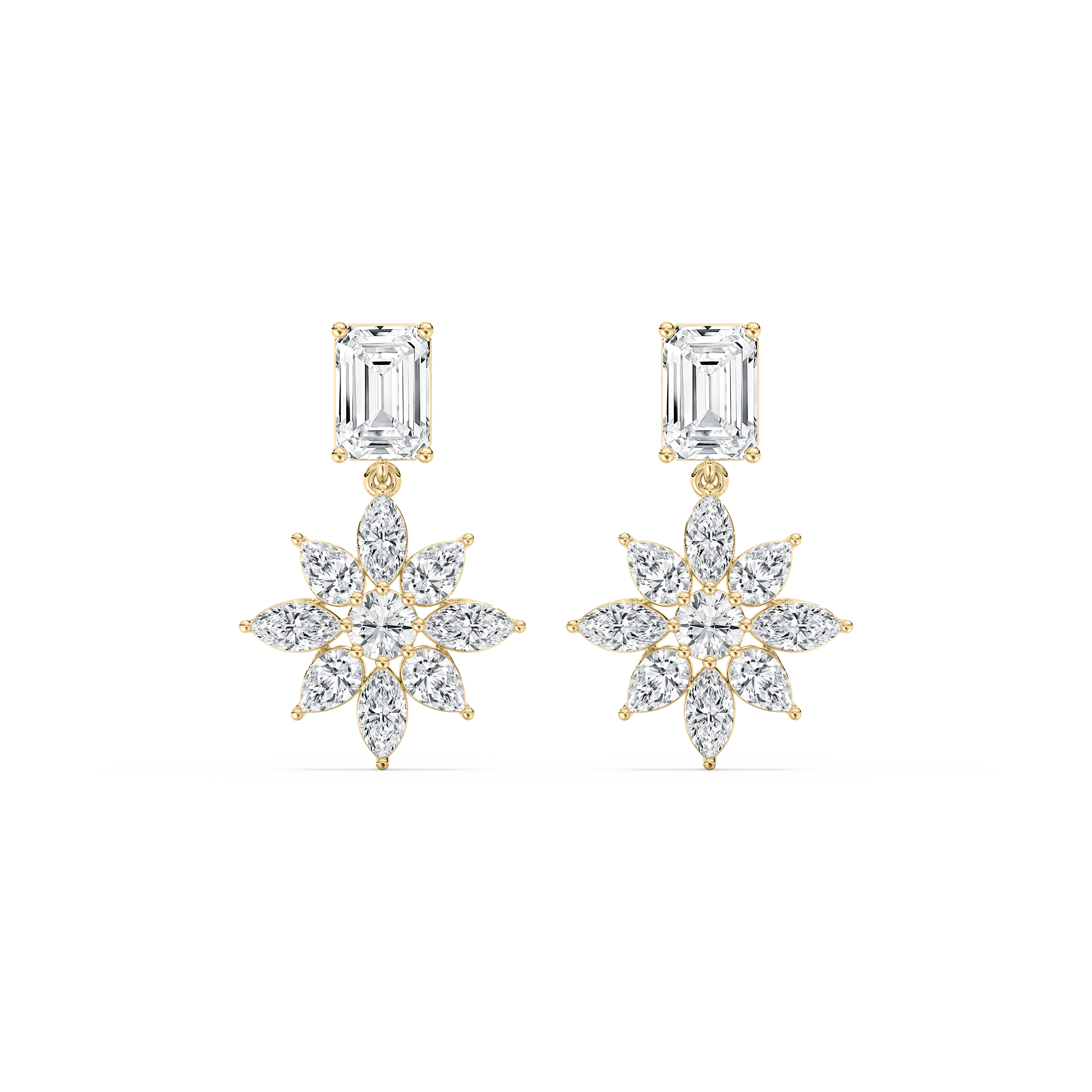 3.90 Carat Multi Shape Diamond Drop Earring 