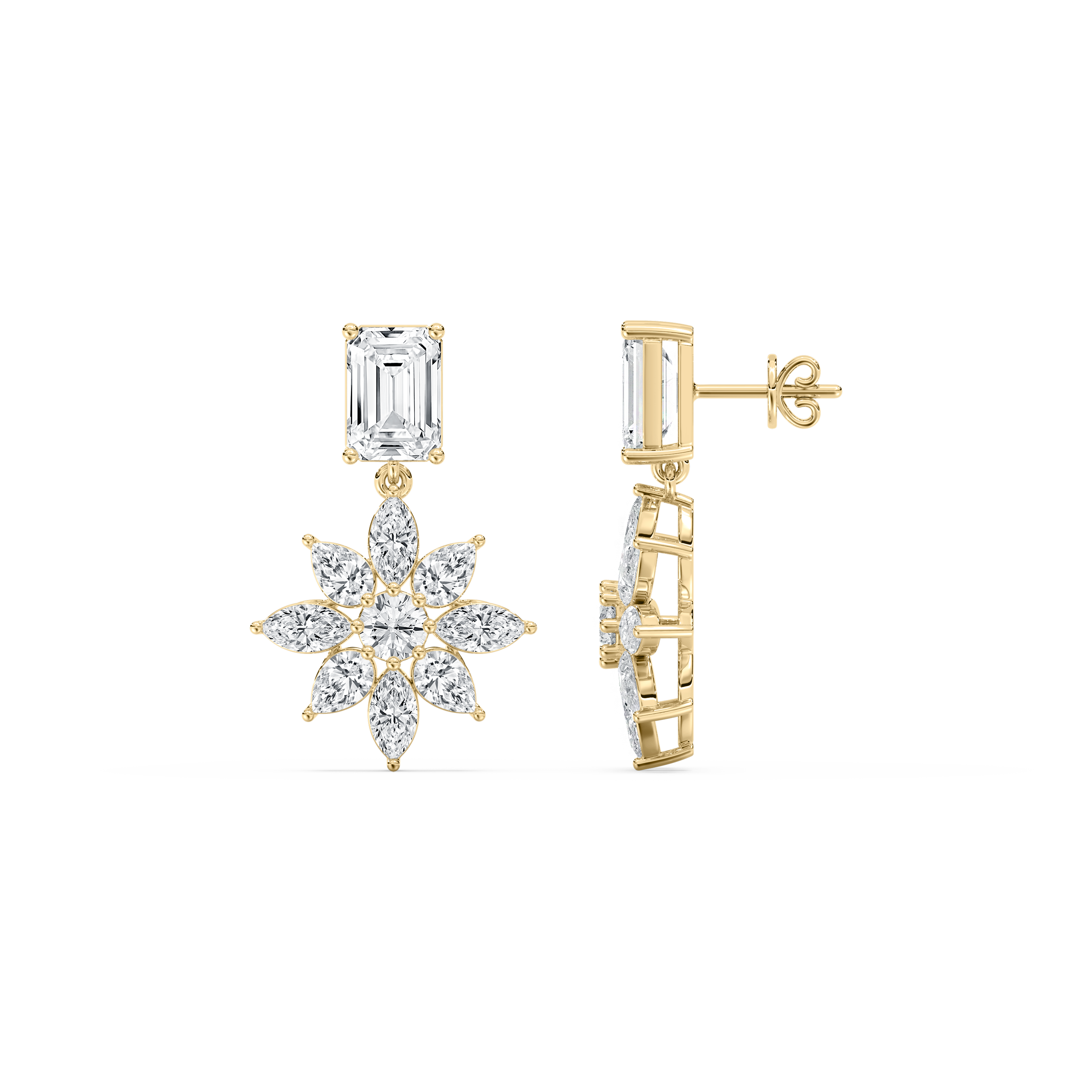 3.90 Carat Multi Shape Diamond Drop Earring 