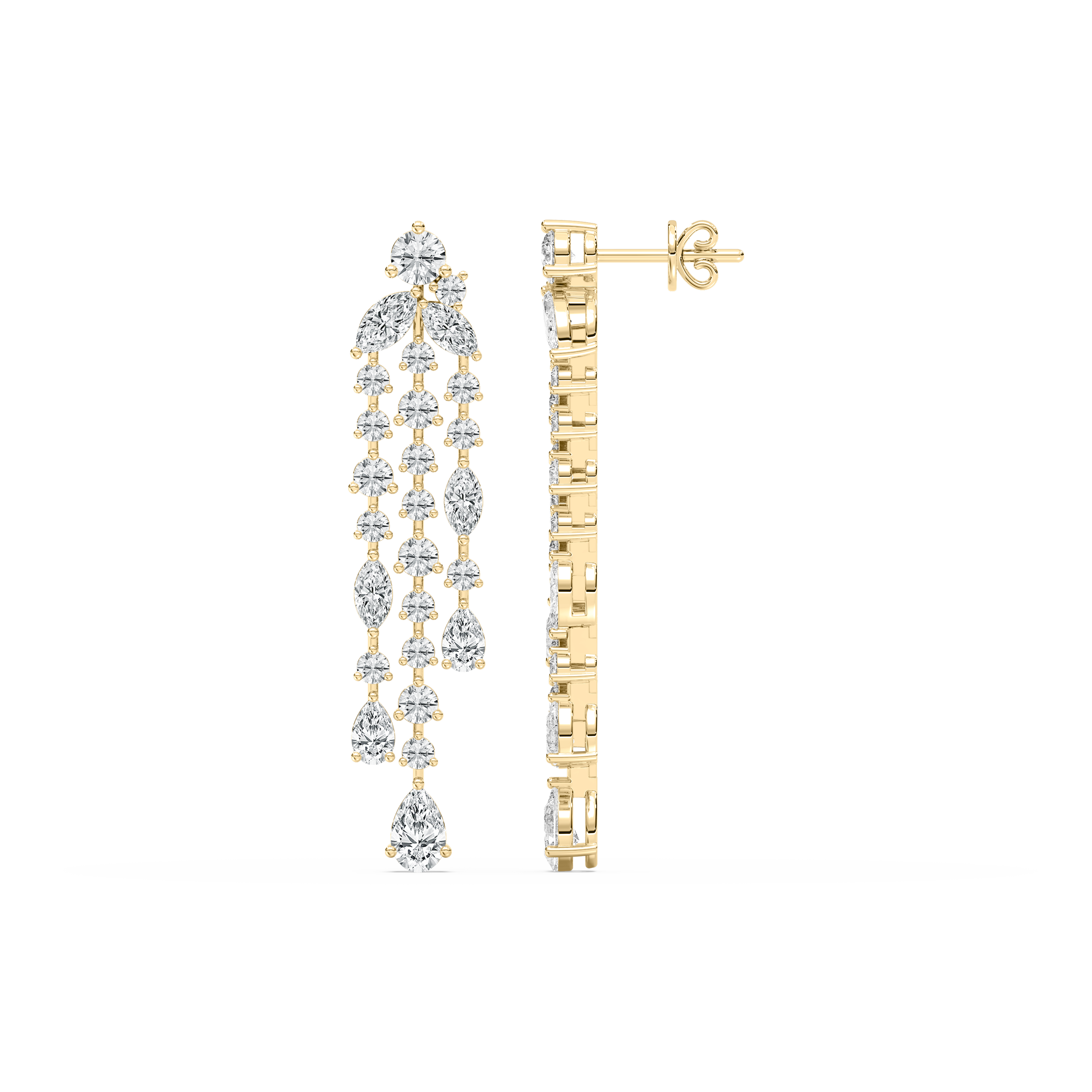 3.60 Carat Multi Shape Diamond Deontay Dangler Earring 