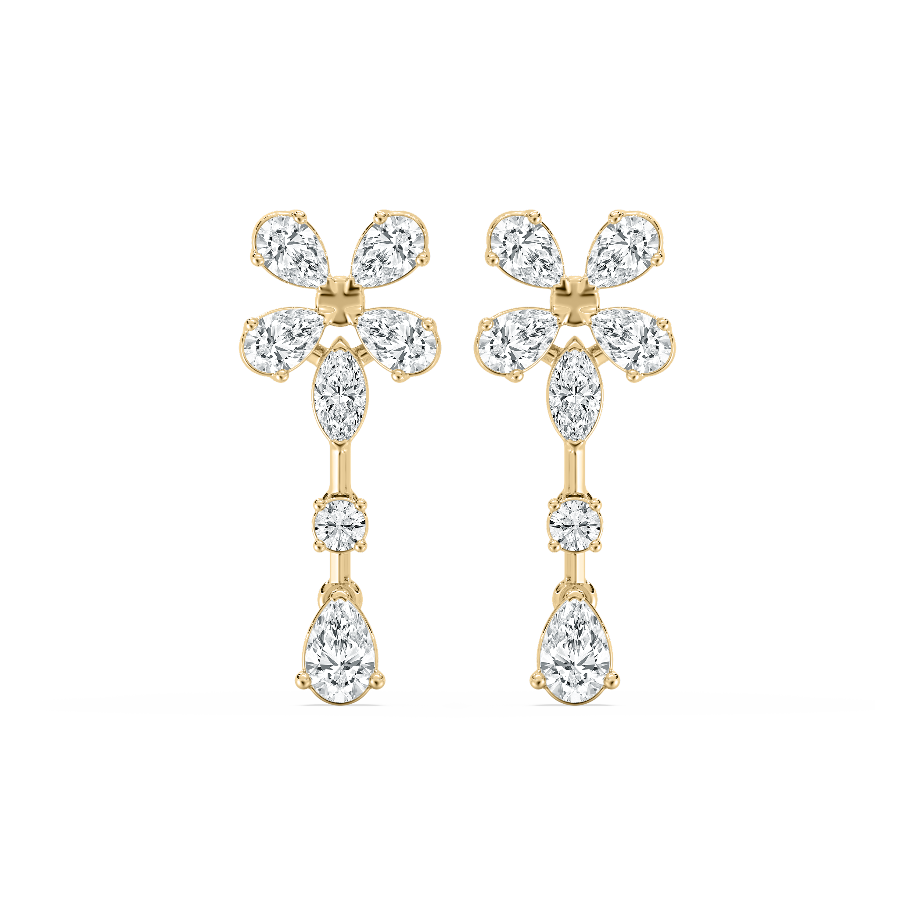 1.70 Carat Multi Shape Diamond Sheine Dangler Earring