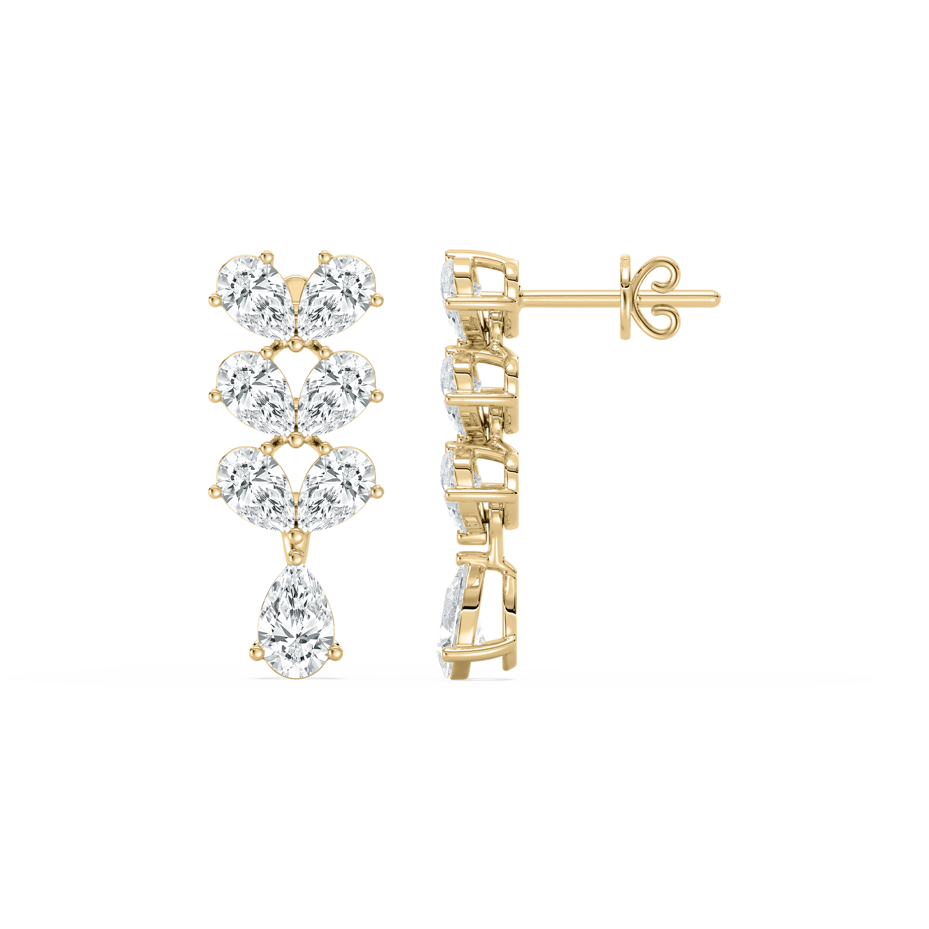 3.80 Carat Pear Shape Diamond Sosa Dangle Earring 