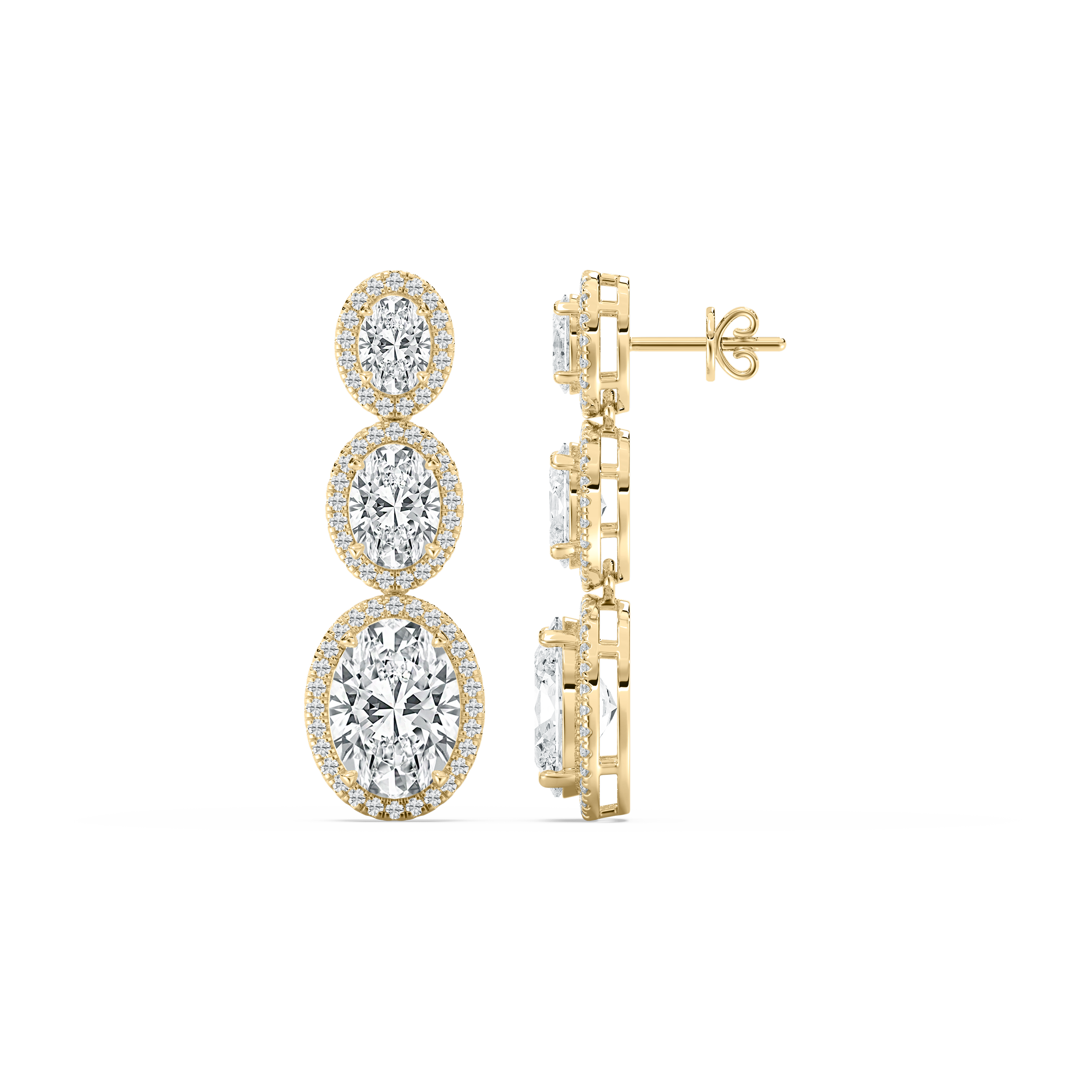 9.90 Carat Oval And Round Diamond Acceptence Dangler Earring