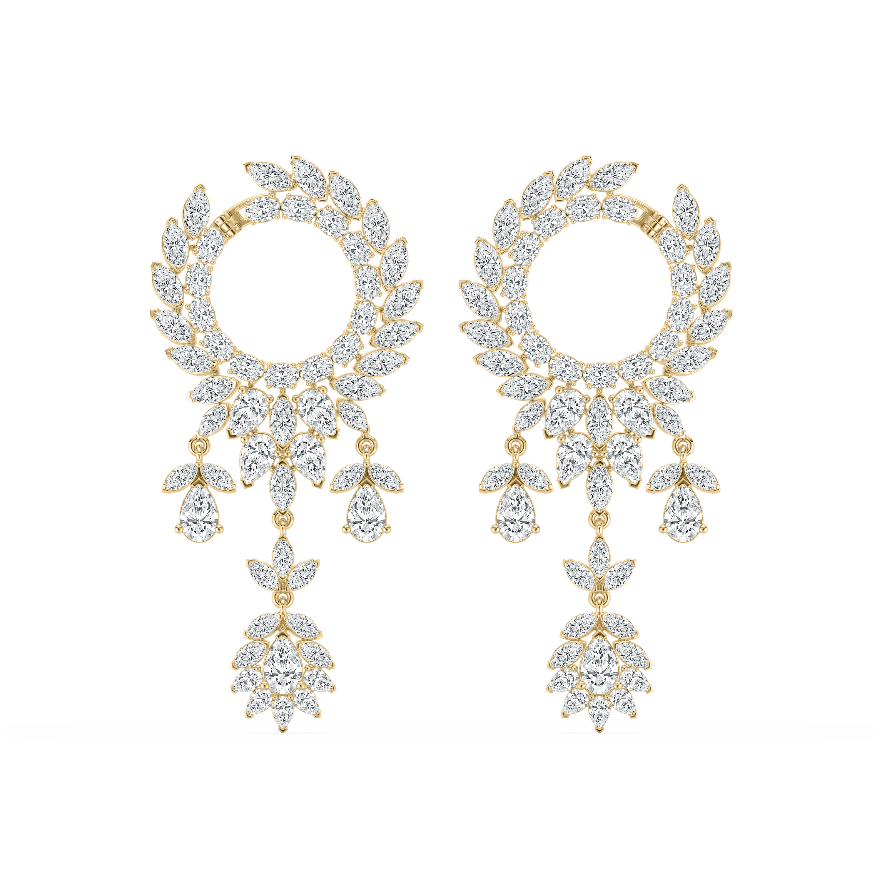 11 Carat Multi Shape Diamond Twirled Spiral Dangler Earring