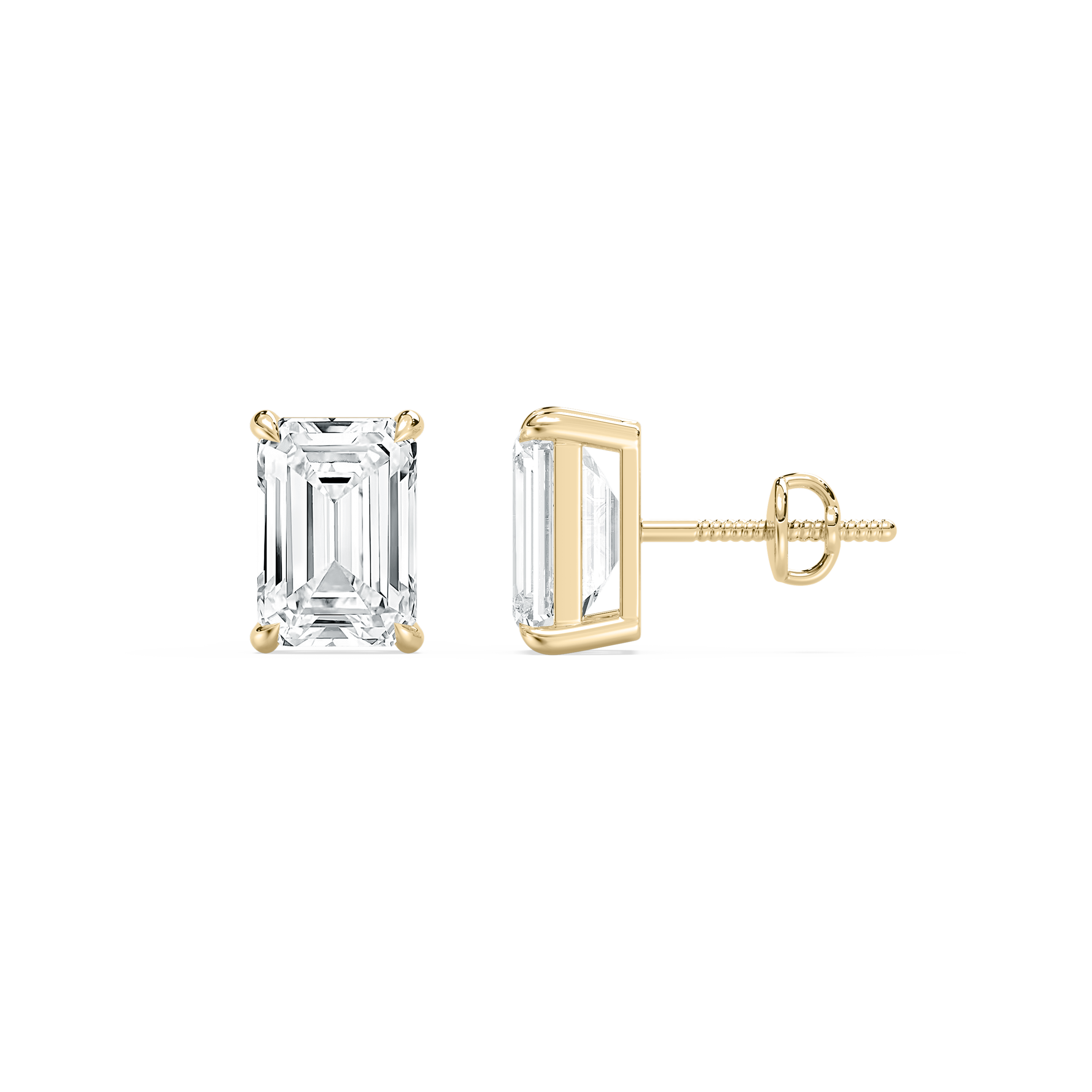 4 Carat Emerald Diamond Rabia Stud Earring