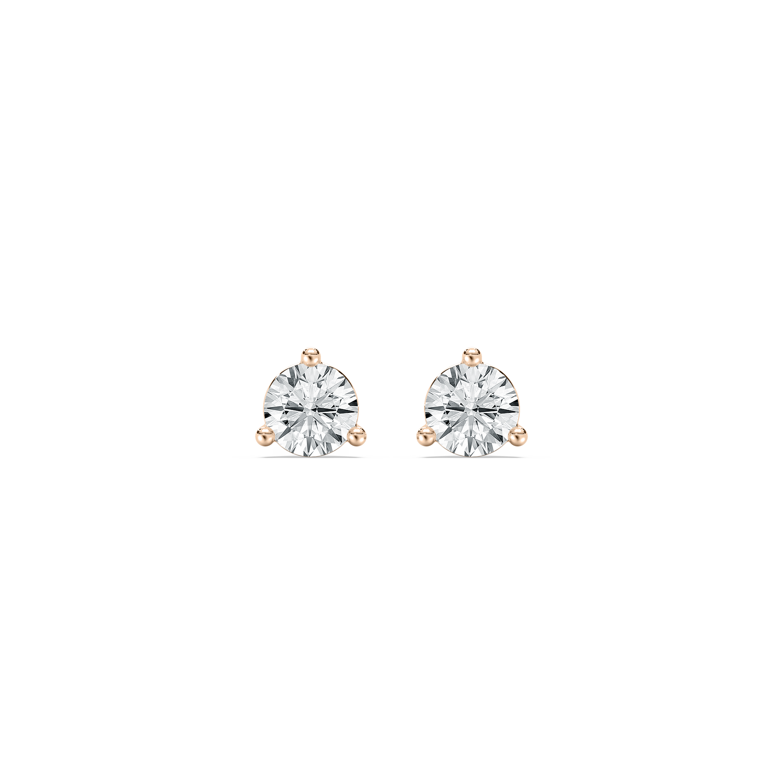 Round Diamond Three Prong Lindsey Stud Earring