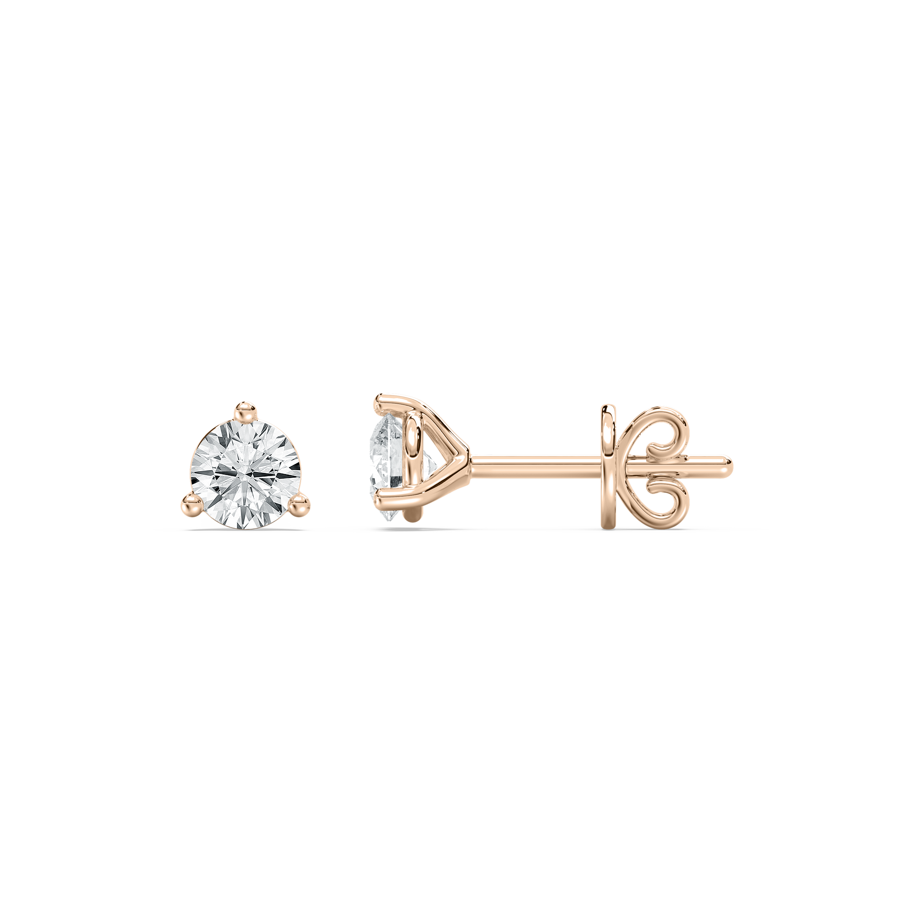 Round Diamond Three Prong Lindsey Stud Earring