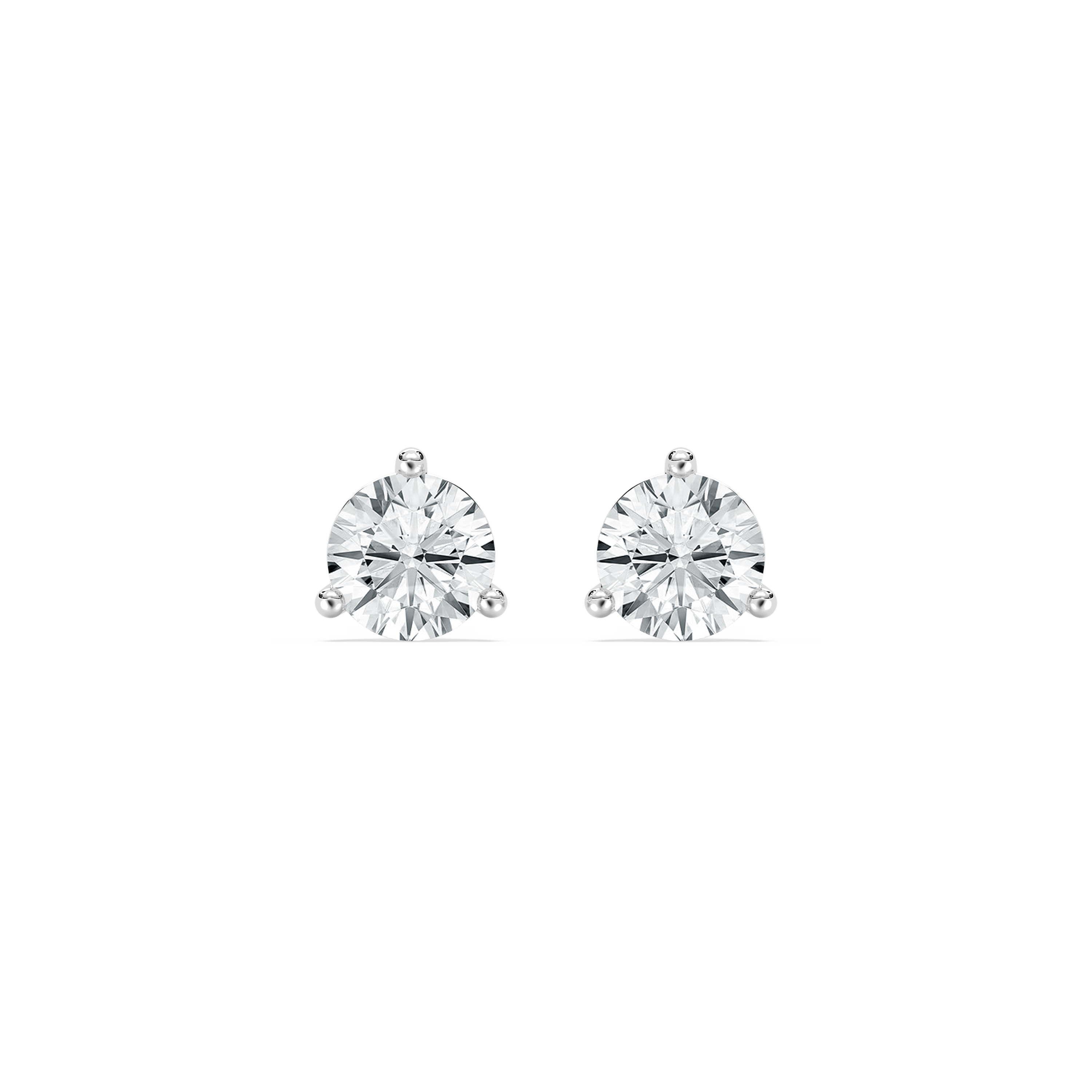 1 Carat Round Diamond Three Prong Nikora Stud Earring