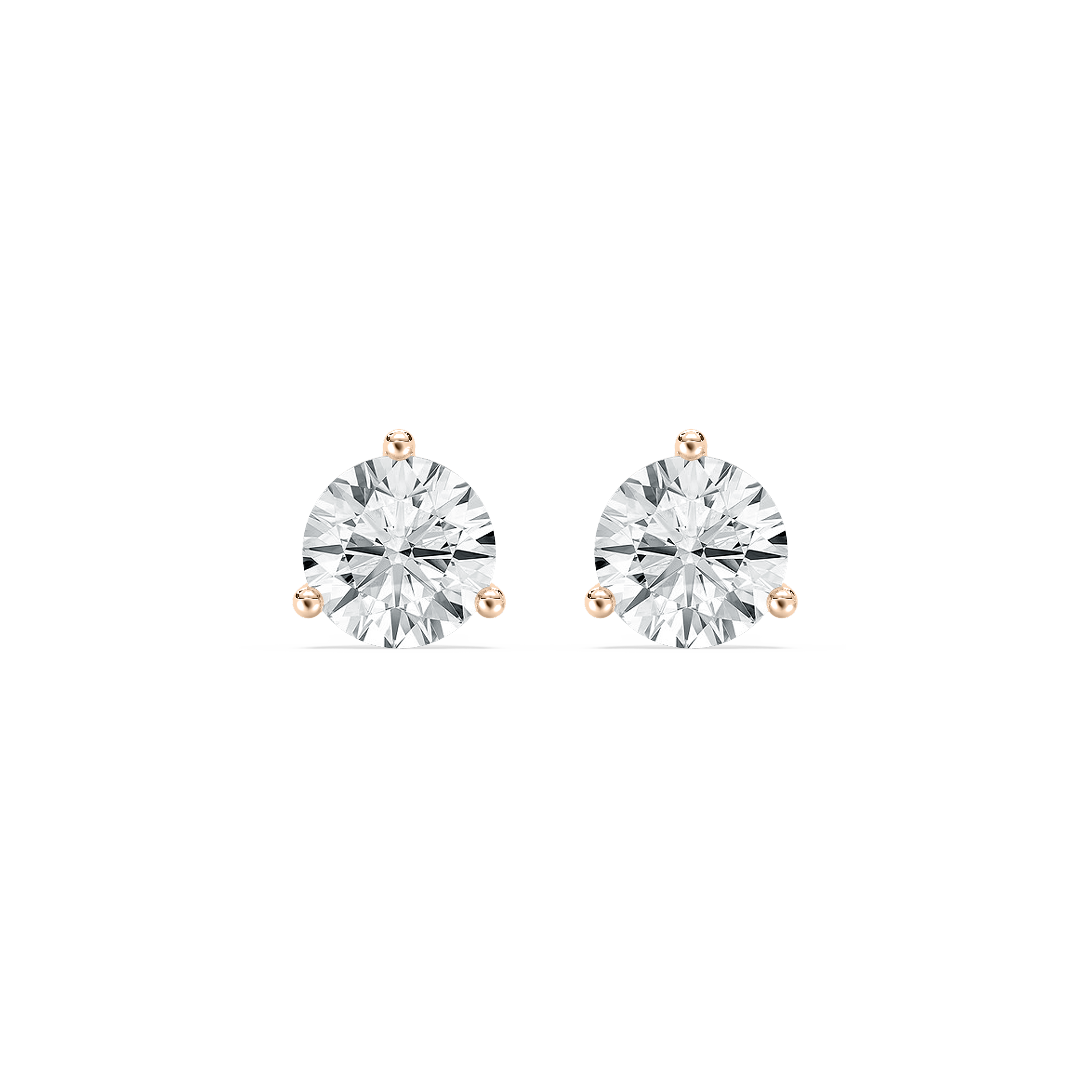 2 Carat Round Three Prong Leon Stud Earring