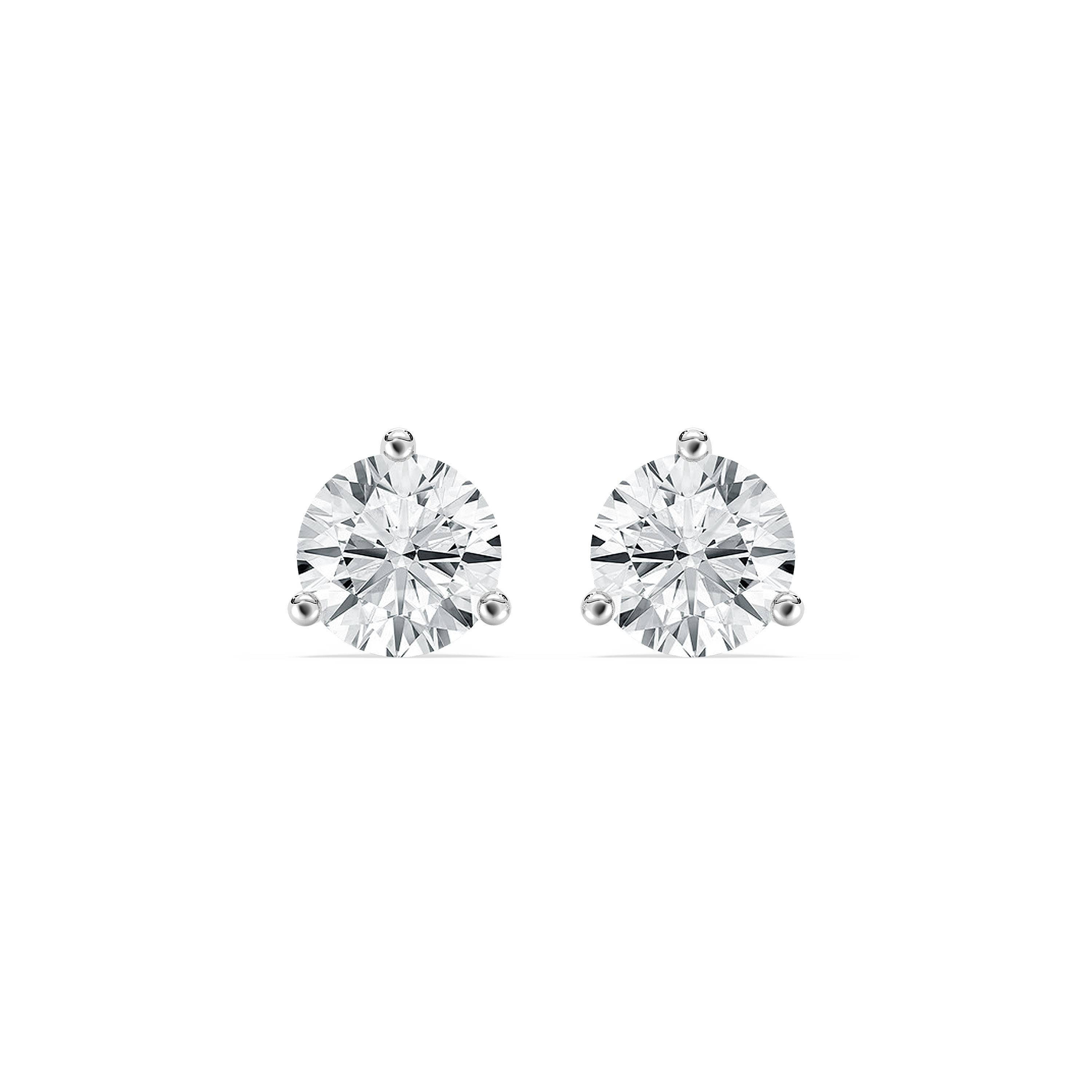 3 Carat Round Diamond Cirque Three Prong Stud Earring