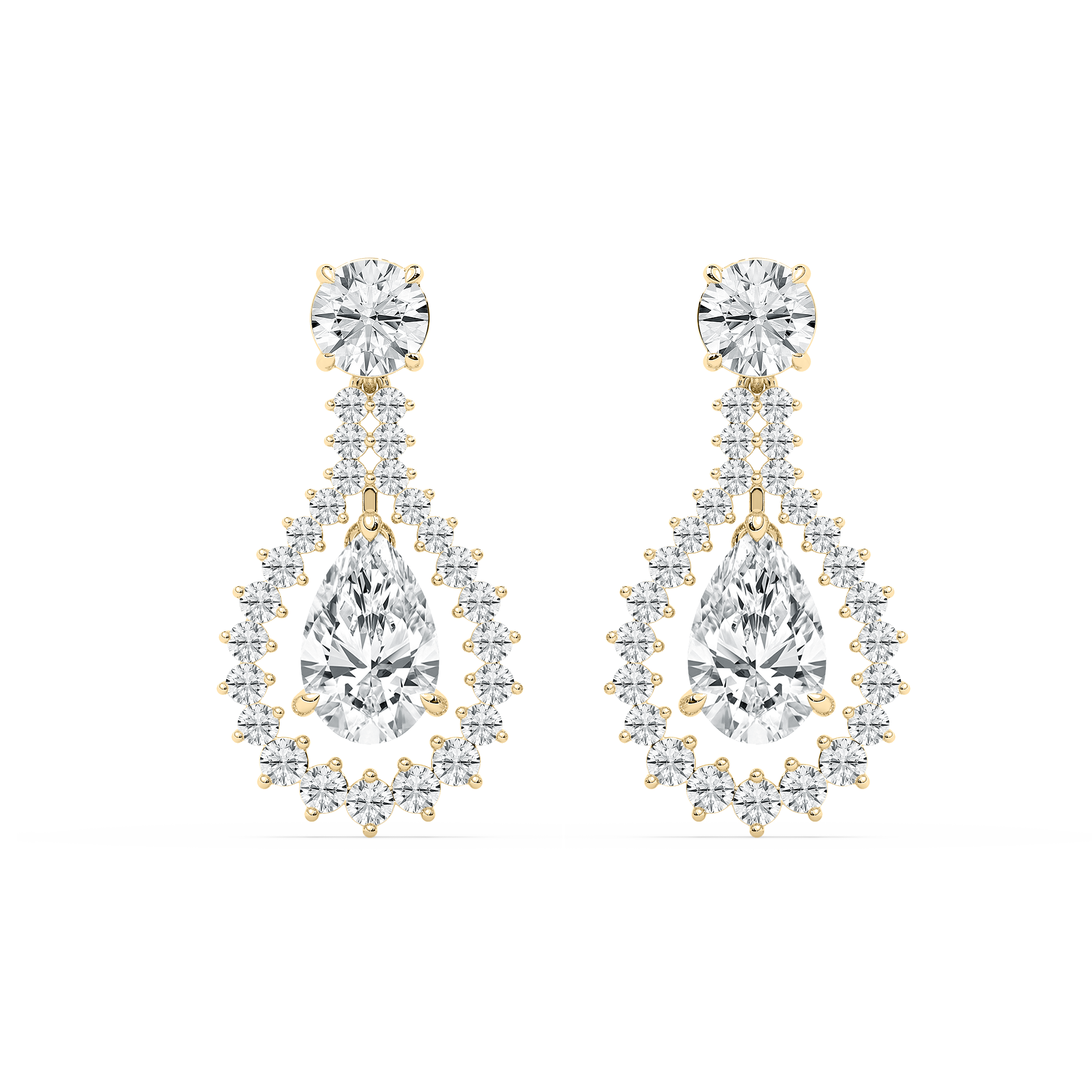 Round And Pear Diamond Dazzling Fashion Earring
