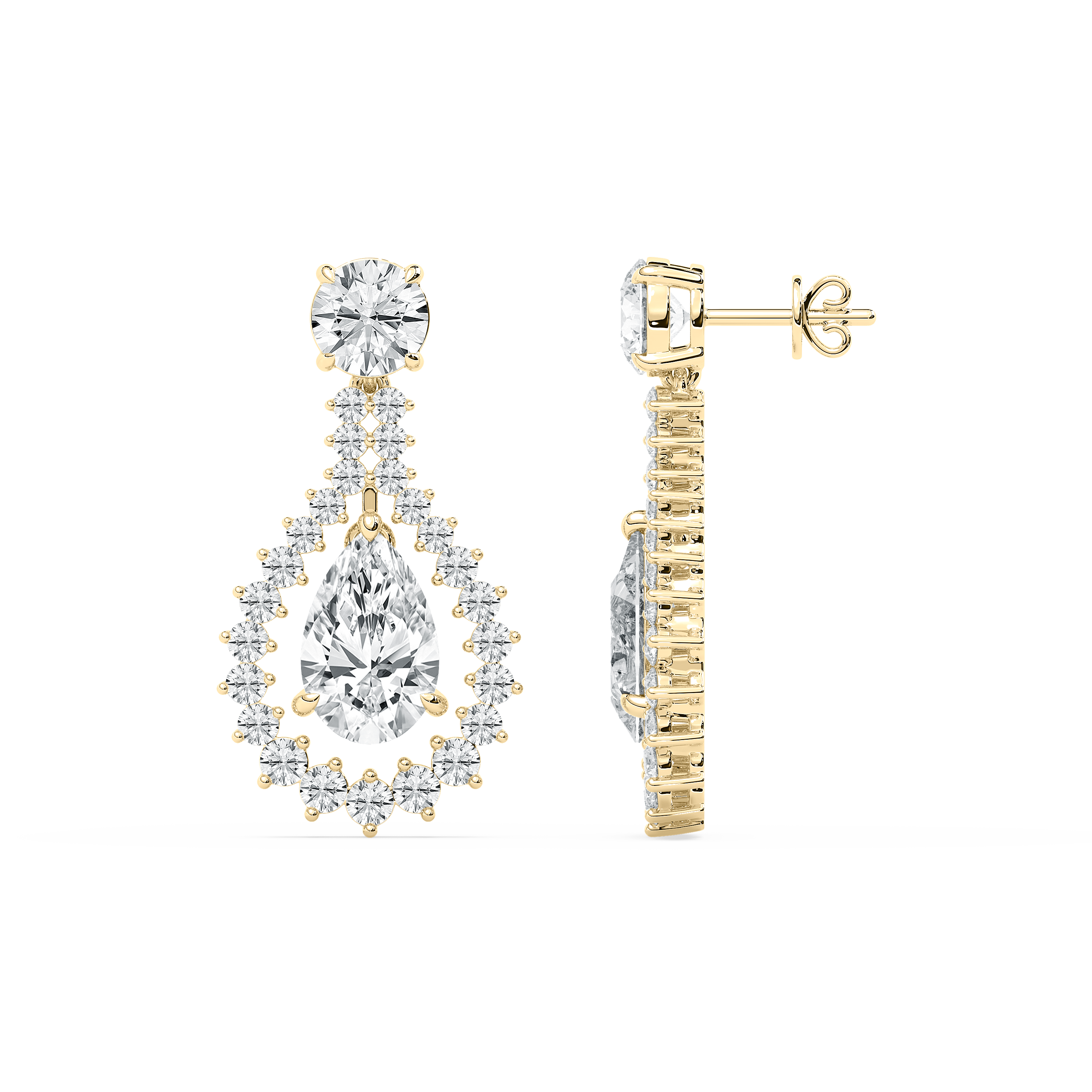 Round And Pear Diamond Dazzling Fashion Earring