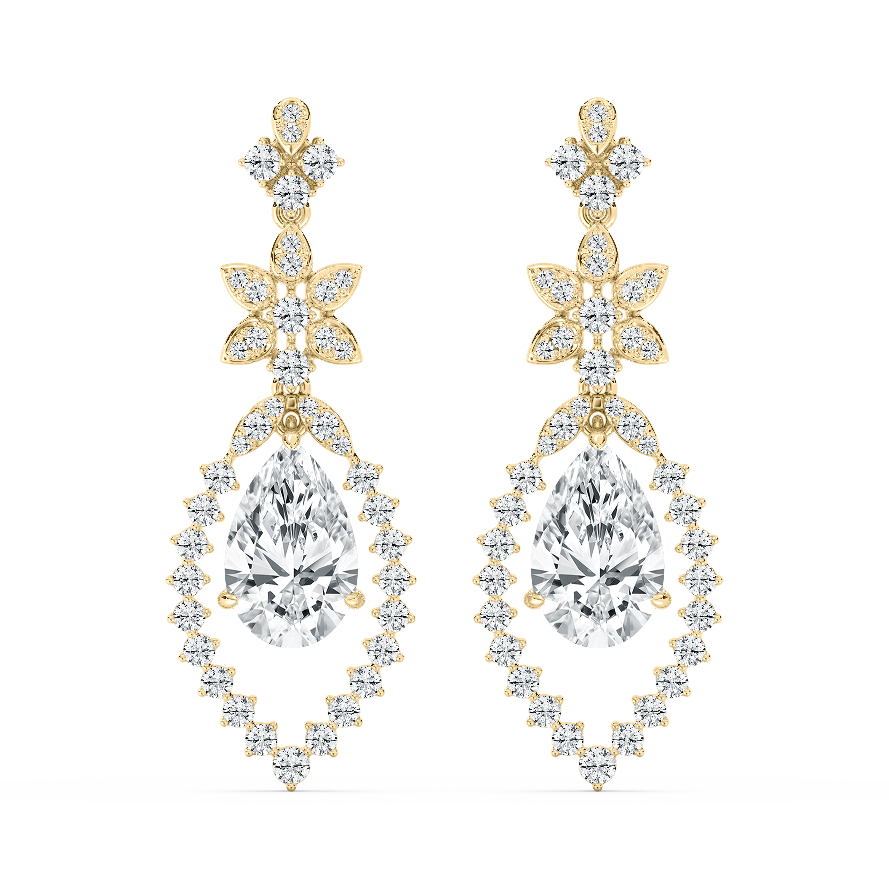 Round And Pear Diamond Moonlit Fashion Earring