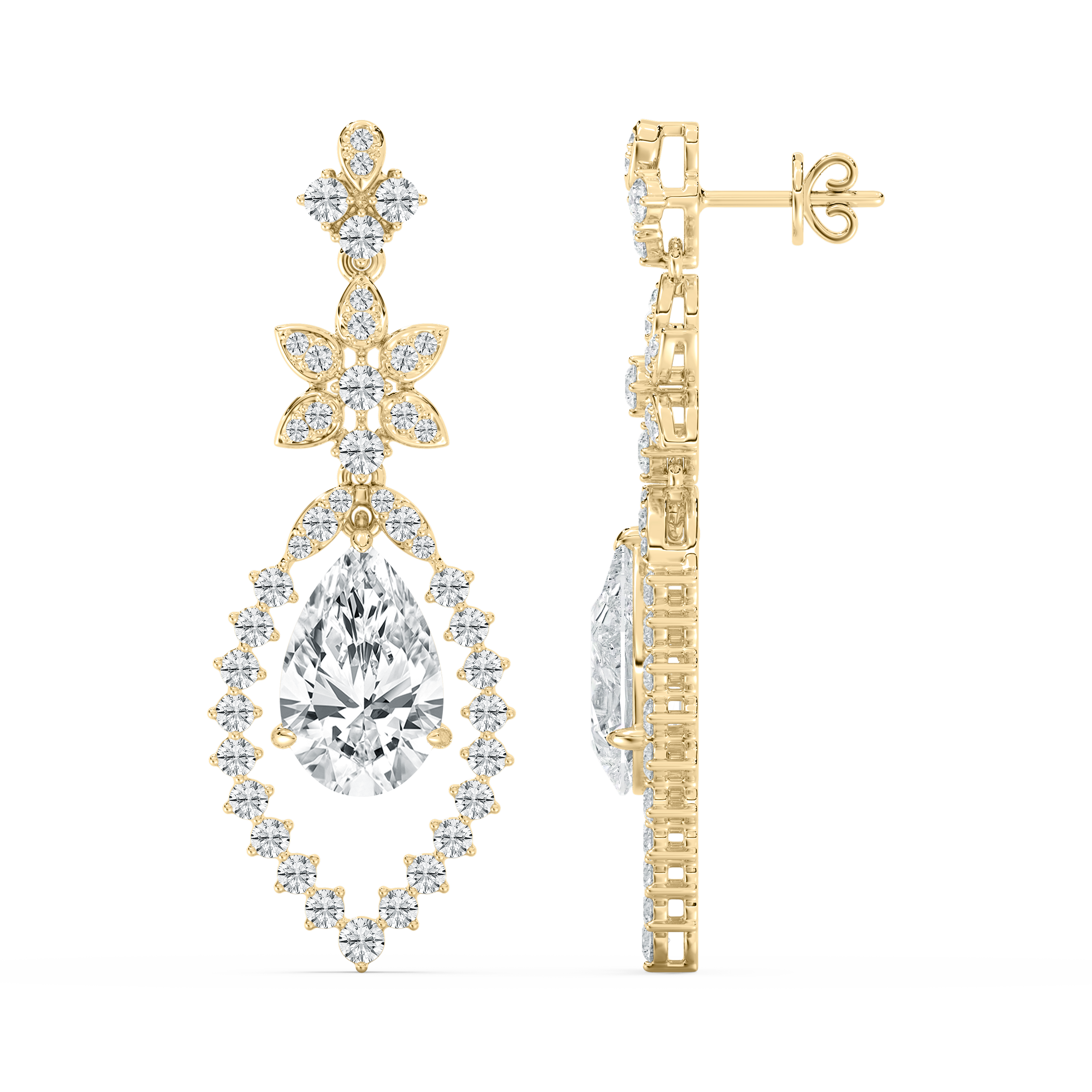 Round And Pear Diamond Moonlit Fashion Earring