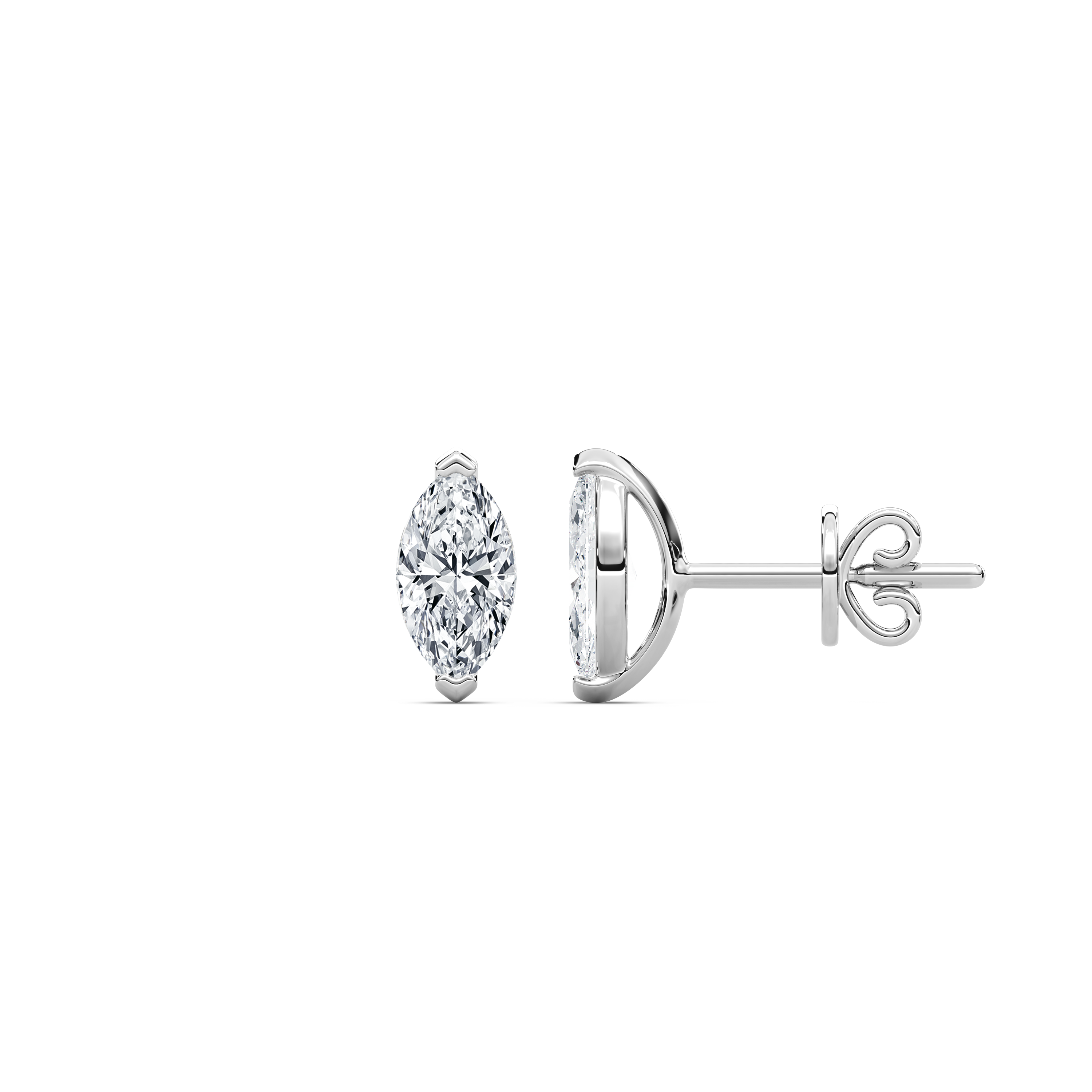 1 Carat Marquise Two Prong Lambent Stud Earring