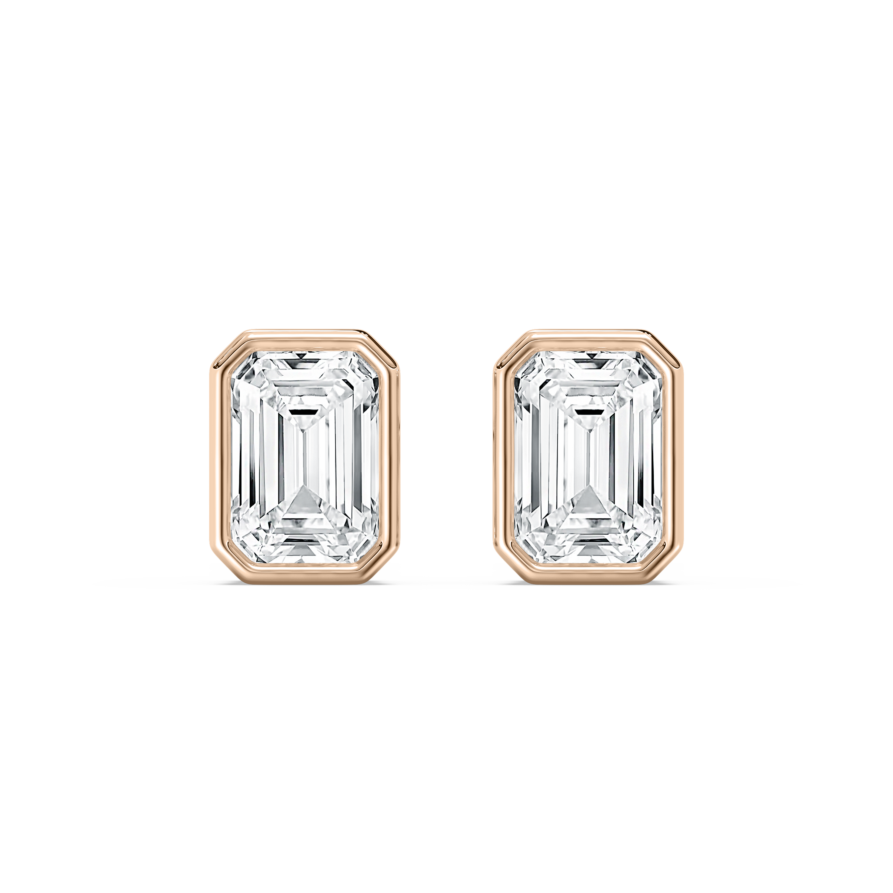 0.50 Carat Emerald Diamond Bezel Set Stud Earring