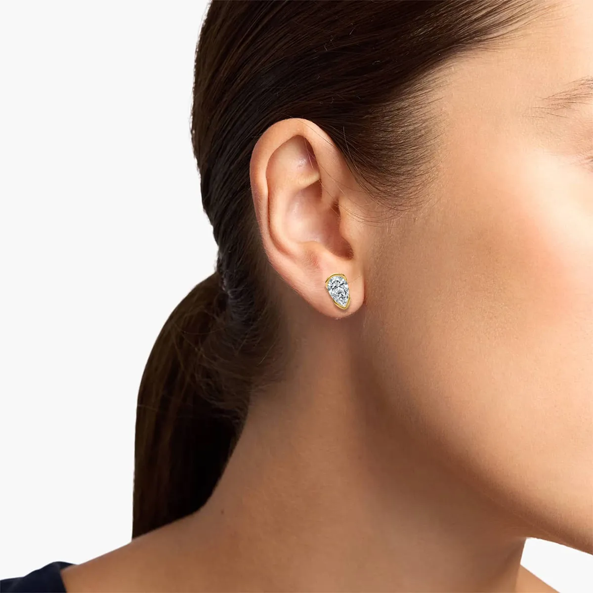 2 Carat Pear Diamond Sunbeam Stud Earring