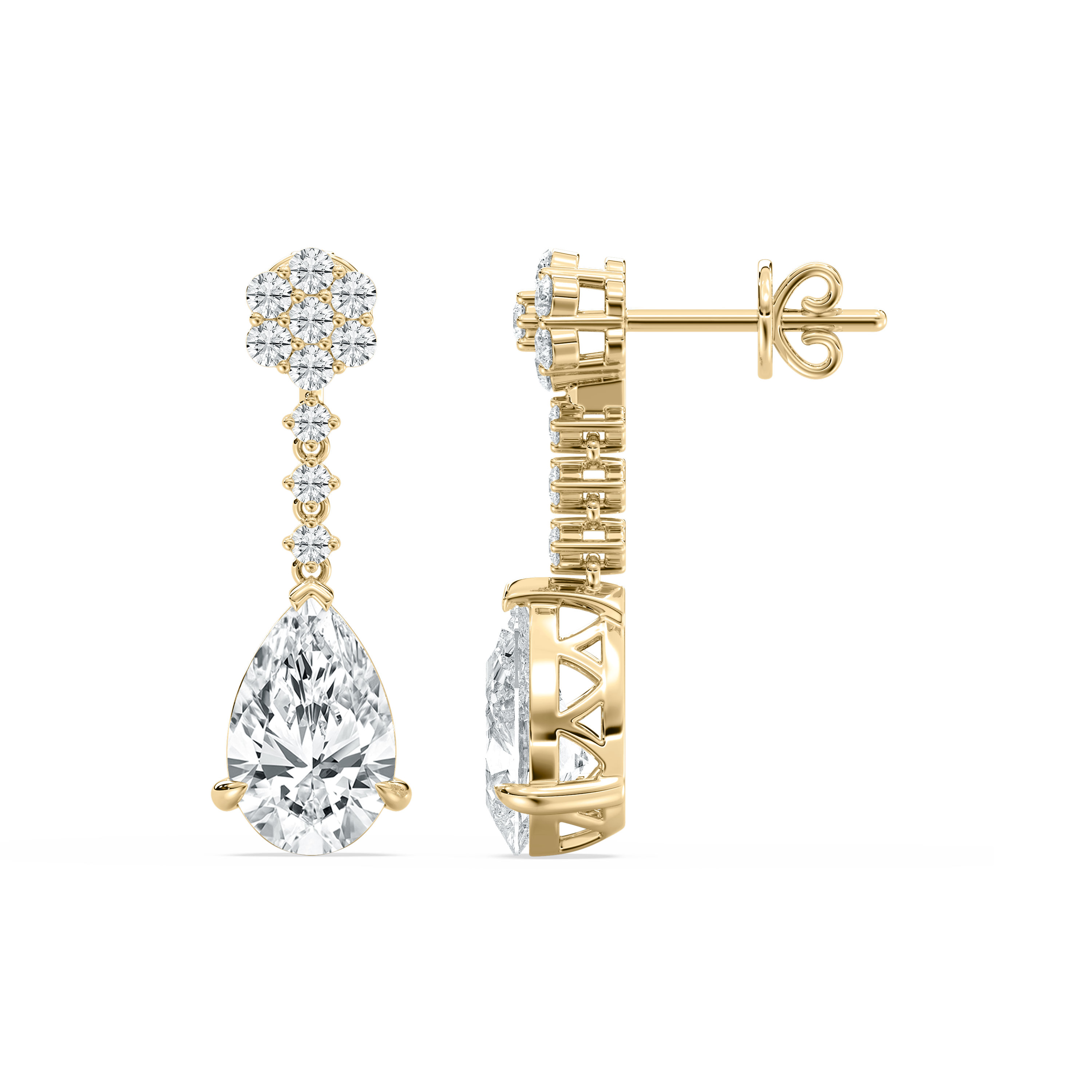 Pear And Round Diamond Andrena Dangler Earring