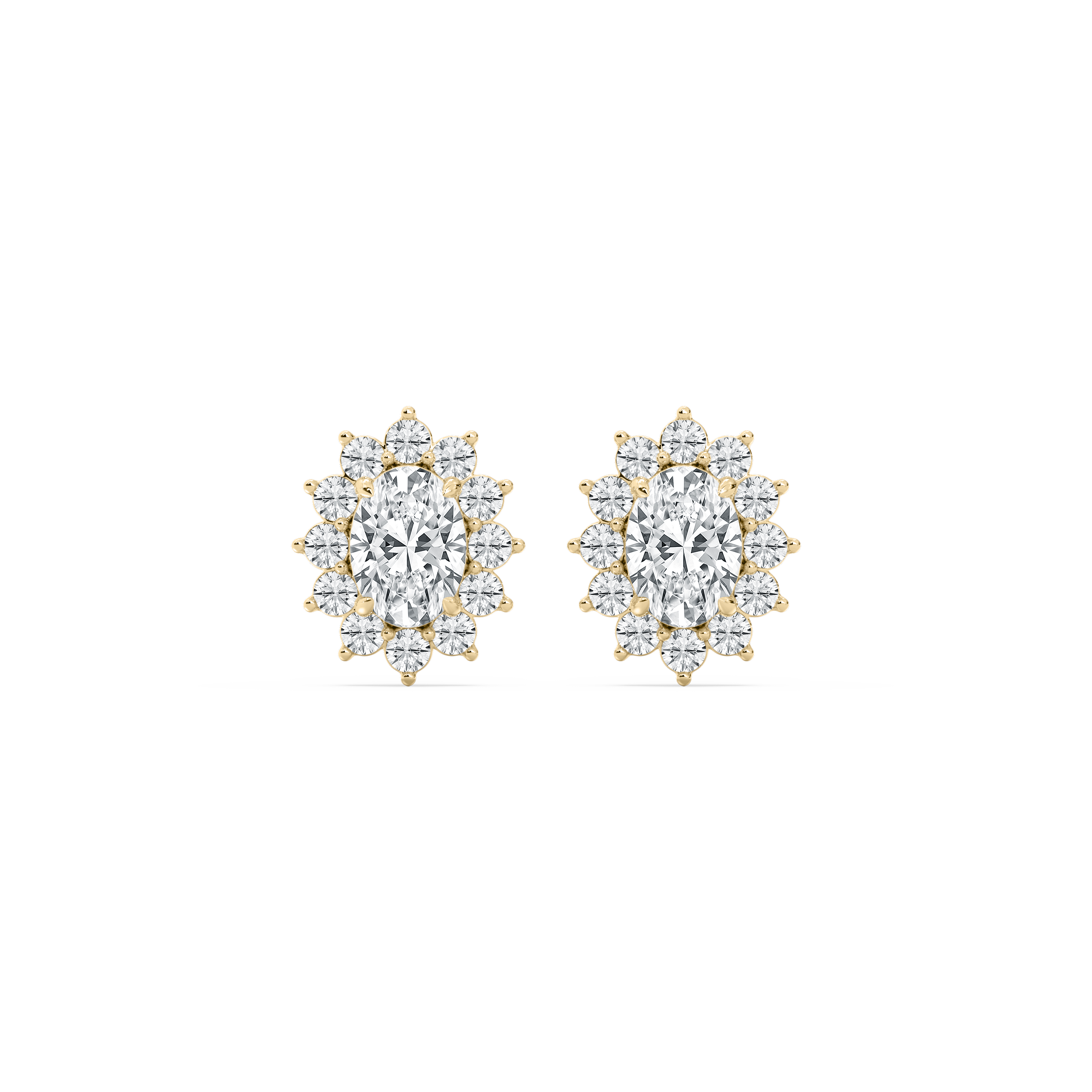 Oval And Round Diamond Ascella Stud Earring