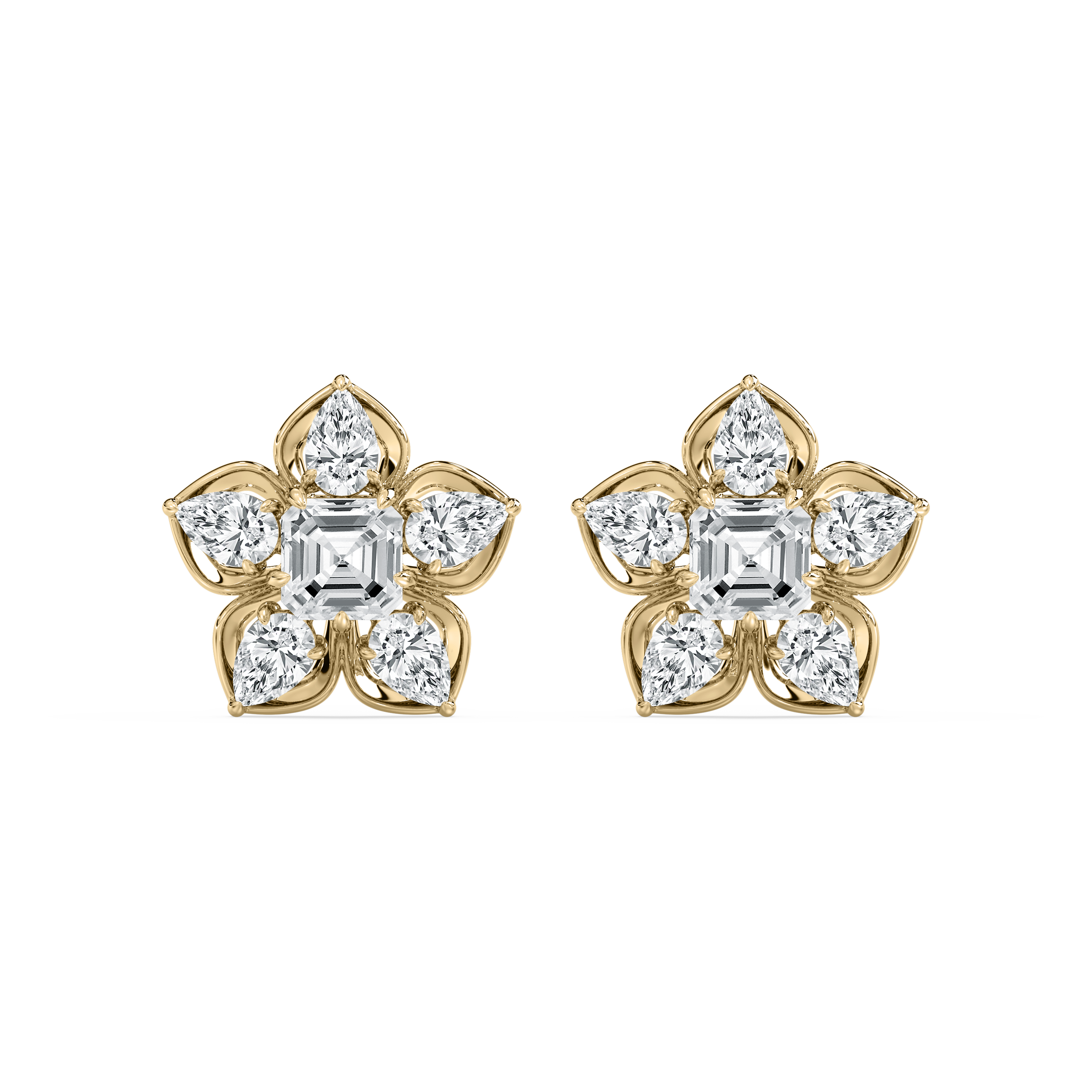 3 Carat Pear And Emerald Diamond Abellia Stud Earring