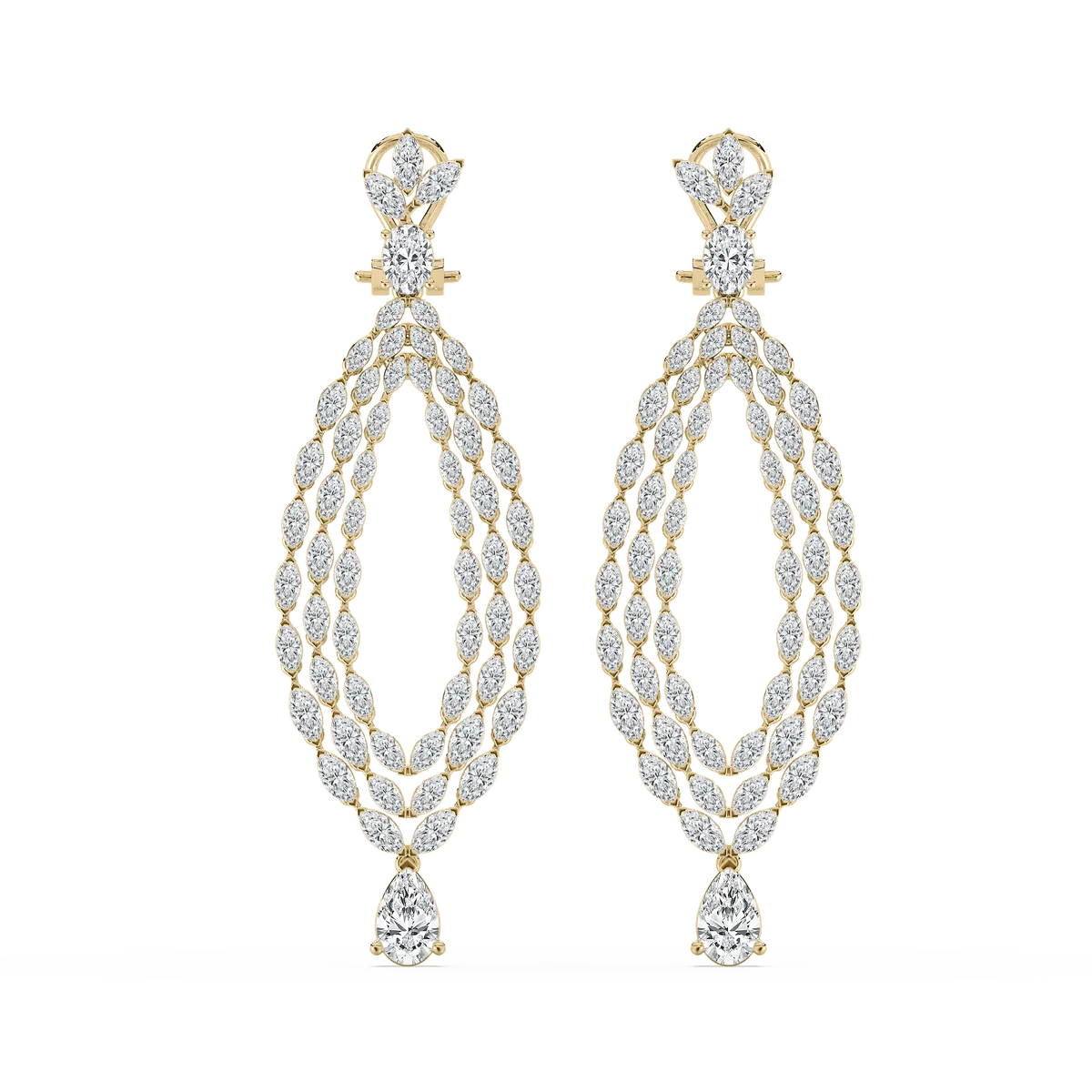 Multi Shape Diamond Golden Dreamscape Fashion Earring