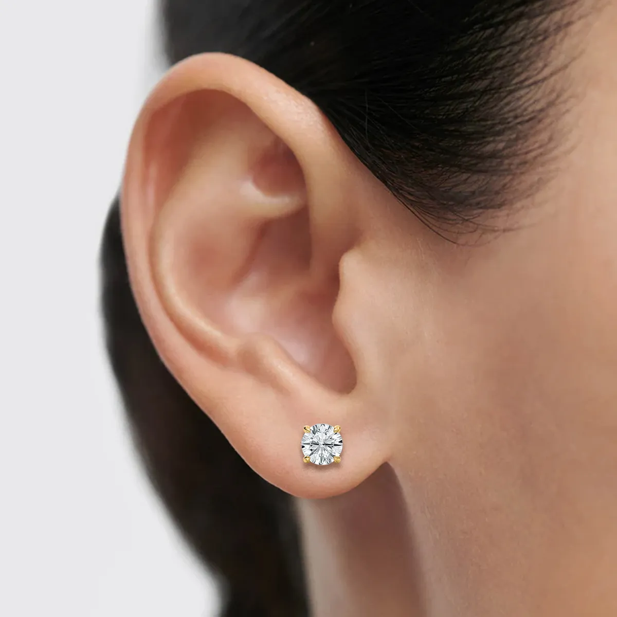 2 Carat Round Diamond Hidden Halo Stud Earring