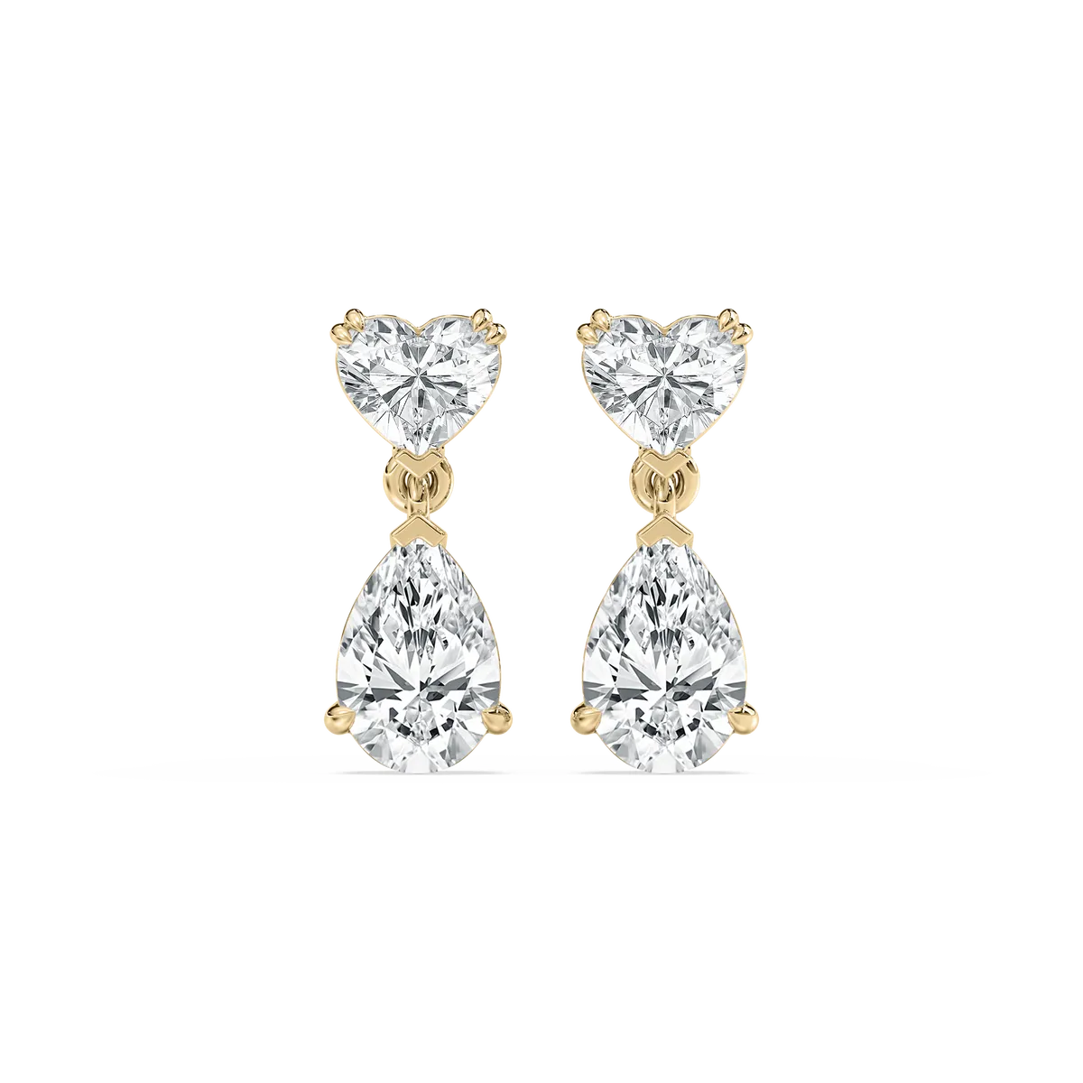 3 Carat Pear And heart Diamond Heartfelt Sparkle Dangler Earring