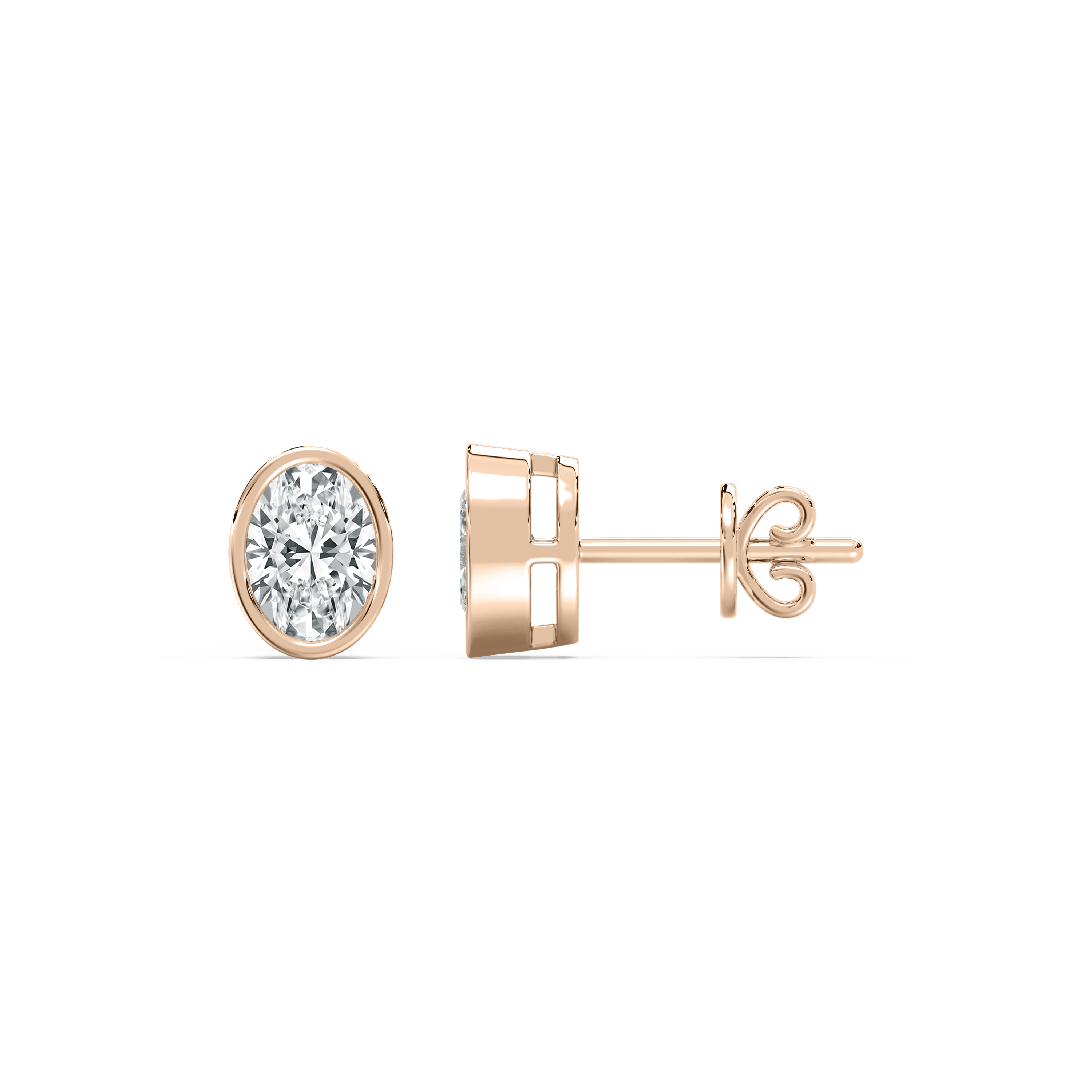 1 Carat Oval Diamond Octo Pentalon Stud Earring